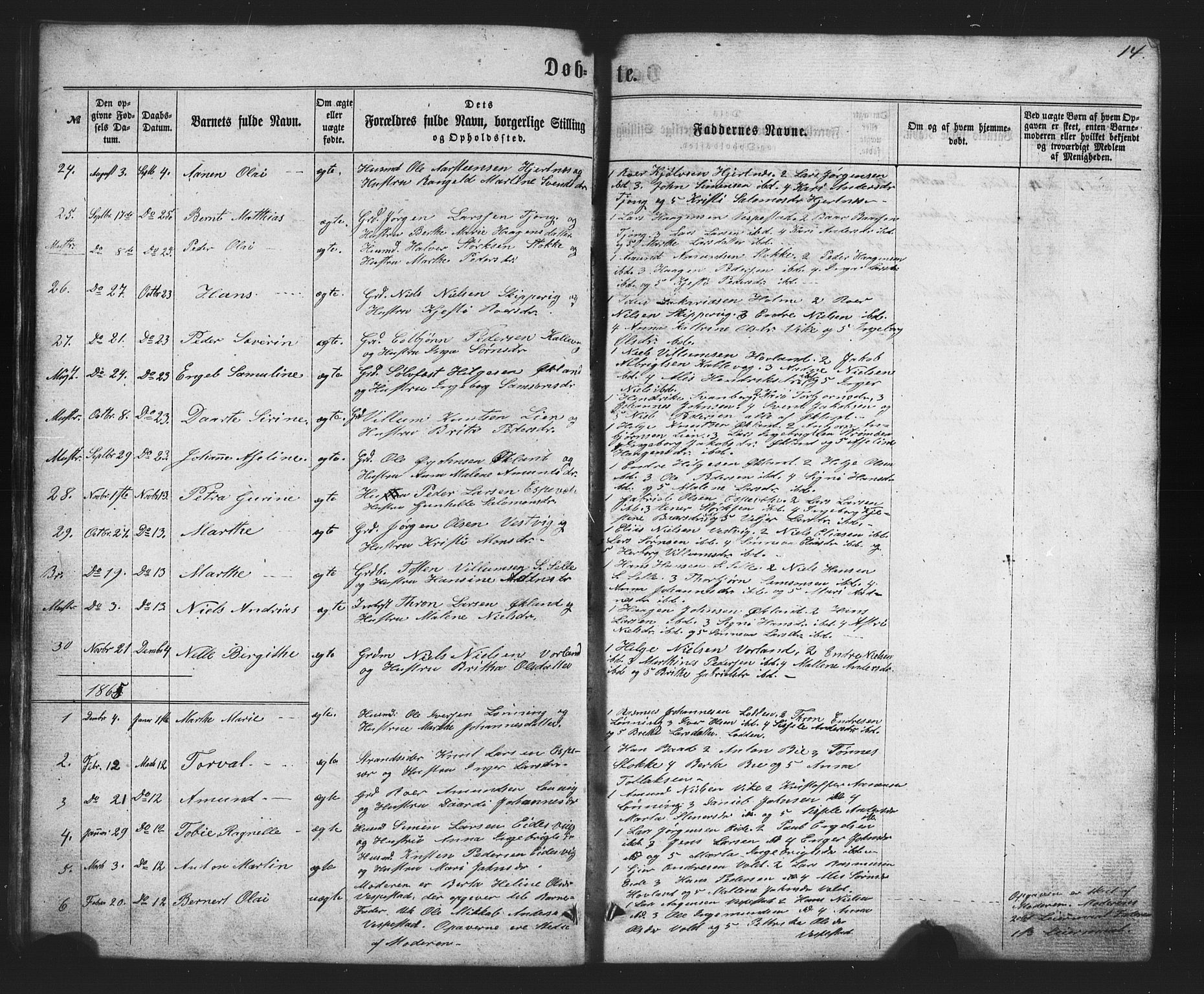 Finnås sokneprestembete, SAB/A-99925/H/Ha/Hab/Habc/L0001: Parish register (copy) no. C 1, 1860-1887, p. 14