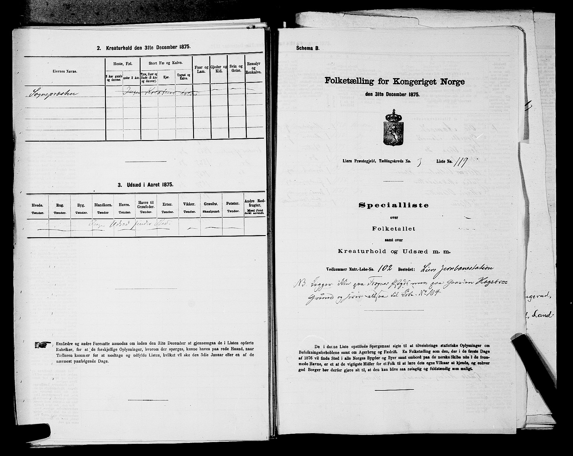 SAKO, 1875 census for 0626P Lier, 1875, p. 694