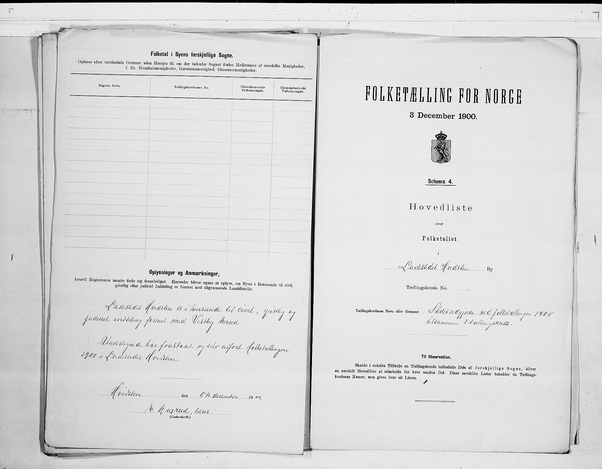 SAO, 1900 census for Hvitsten, 1900, p. 4