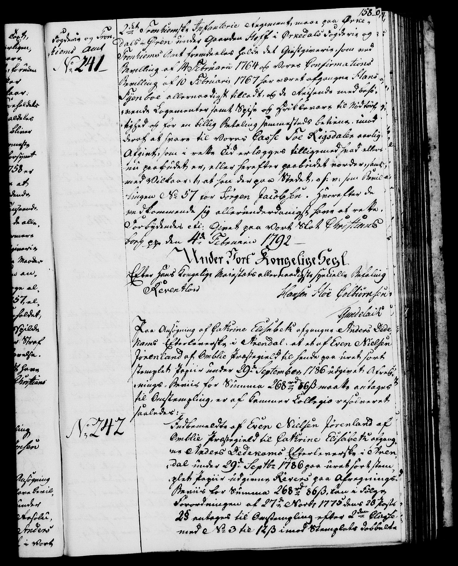Rentekammeret, Kammerkanselliet, RA/EA-3111/G/Gg/Gga/L0015: Norsk ekspedisjonsprotokoll med register (merket RK 53.15), 1790-1791, p. 158
