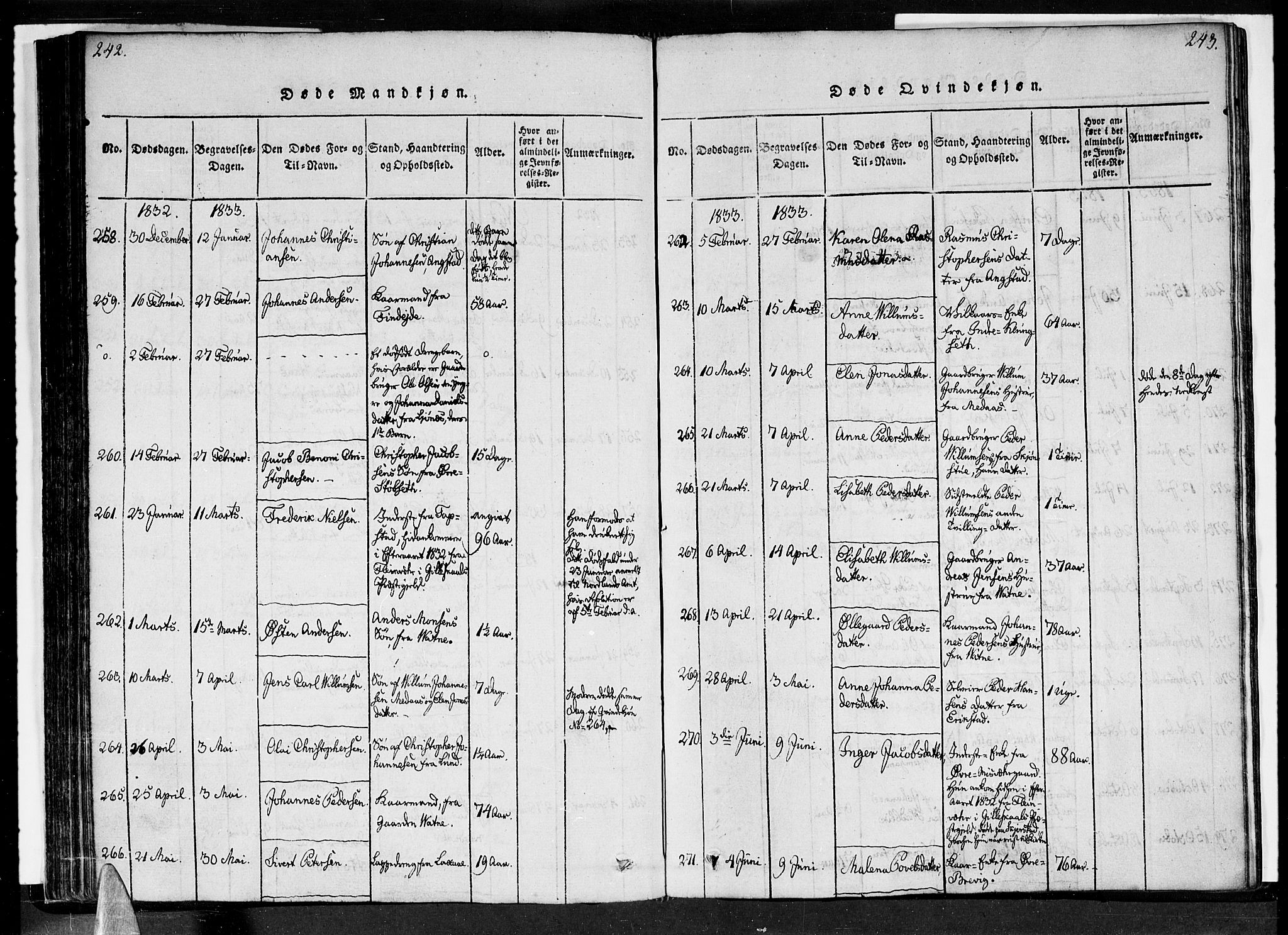 Ministerialprotokoller, klokkerbøker og fødselsregistre - Nordland, SAT/A-1459/852/L0736: Parish register (official) no. 852A06, 1820-1833, p. 242-243