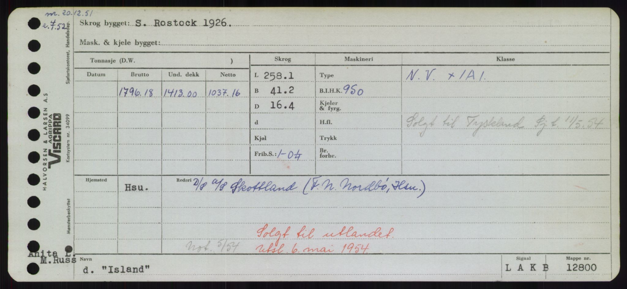 Sjøfartsdirektoratet med forløpere, Skipsmålingen, AV/RA-S-1627/H/Hd/L0018: Fartøy, I, p. 289