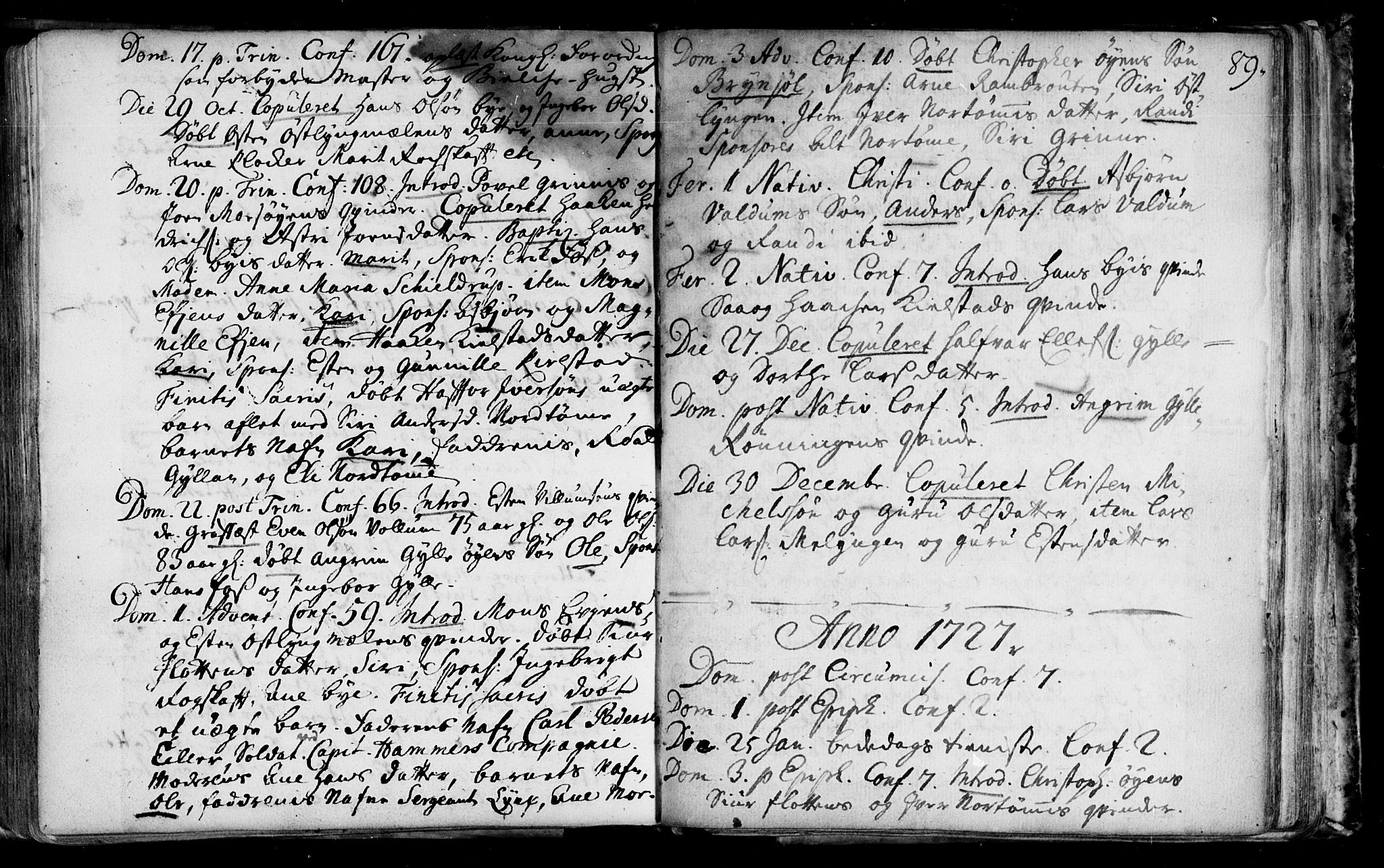 Ministerialprotokoller, klokkerbøker og fødselsregistre - Sør-Trøndelag, SAT/A-1456/692/L1101: Parish register (official) no. 692A01, 1690-1746, p. 89