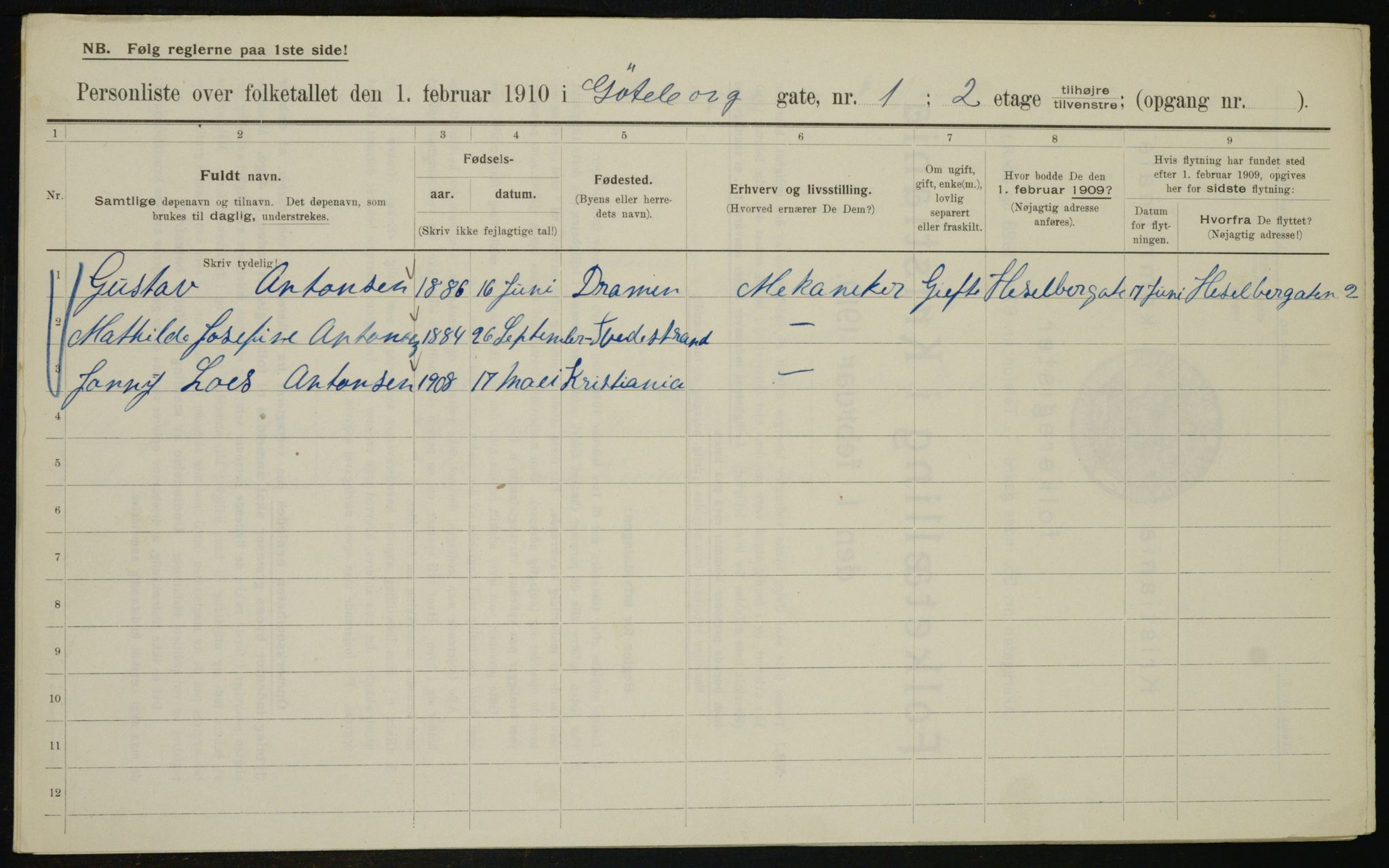 OBA, Municipal Census 1910 for Kristiania, 1910, p. 31338