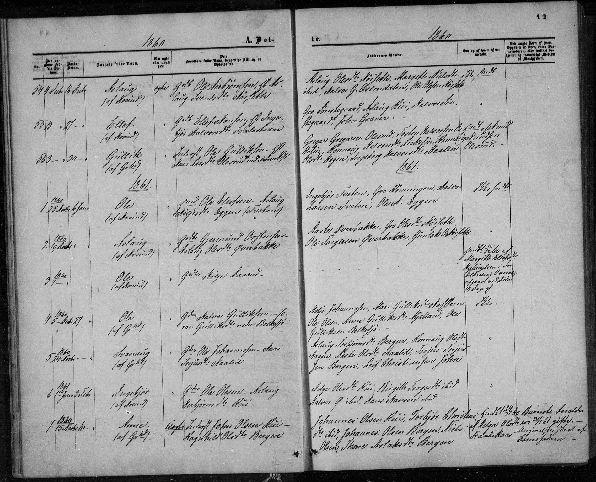 Gransherad kirkebøker, SAKO/A-267/F/Fa/L0003: Parish register (official) no. I 3, 1859-1870, p. 12