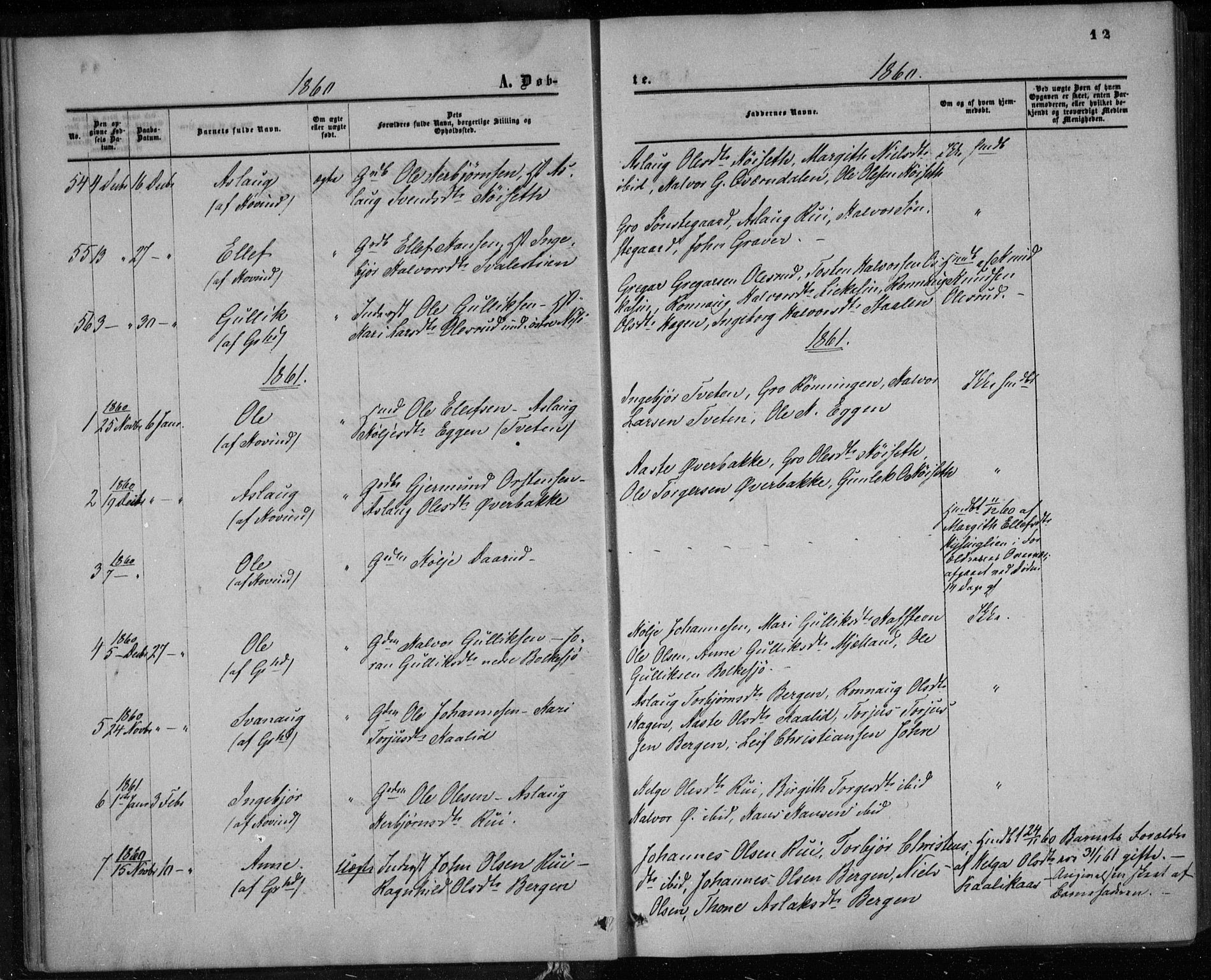 Gransherad kirkebøker, AV/SAKO-A-267/F/Fa/L0003: Parish register (official) no. I 3, 1859-1870, p. 12