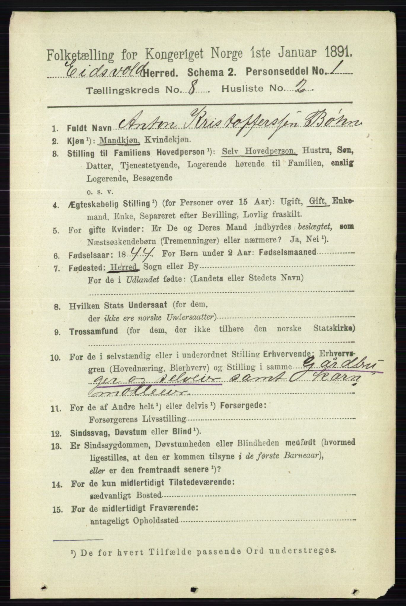 RA, 1891 census for 0237 Eidsvoll, 1891, p. 5277