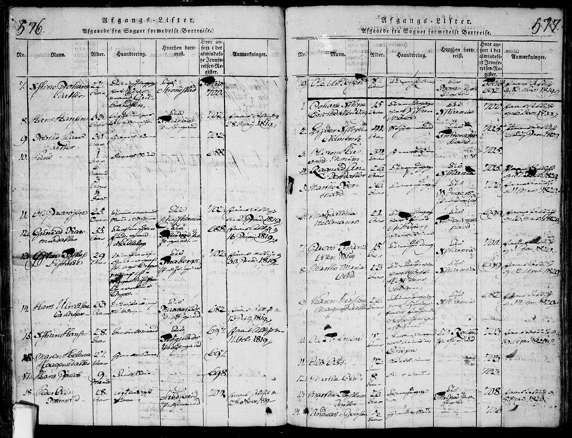 Fredrikstad prestekontor Kirkebøker, SAO/A-11082/F/Fa/L0004: Parish register (official) no. 4, 1816-1834, p. 576-577