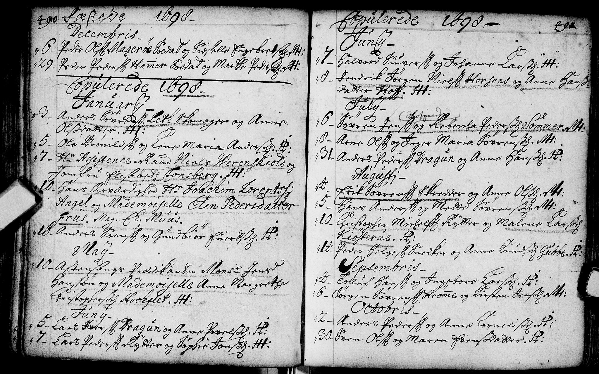 Bragernes kirkebøker, SAKO/A-6/F/Fa/L0002: Parish register (official) no. I 2, 1680-1705, p. 490-491