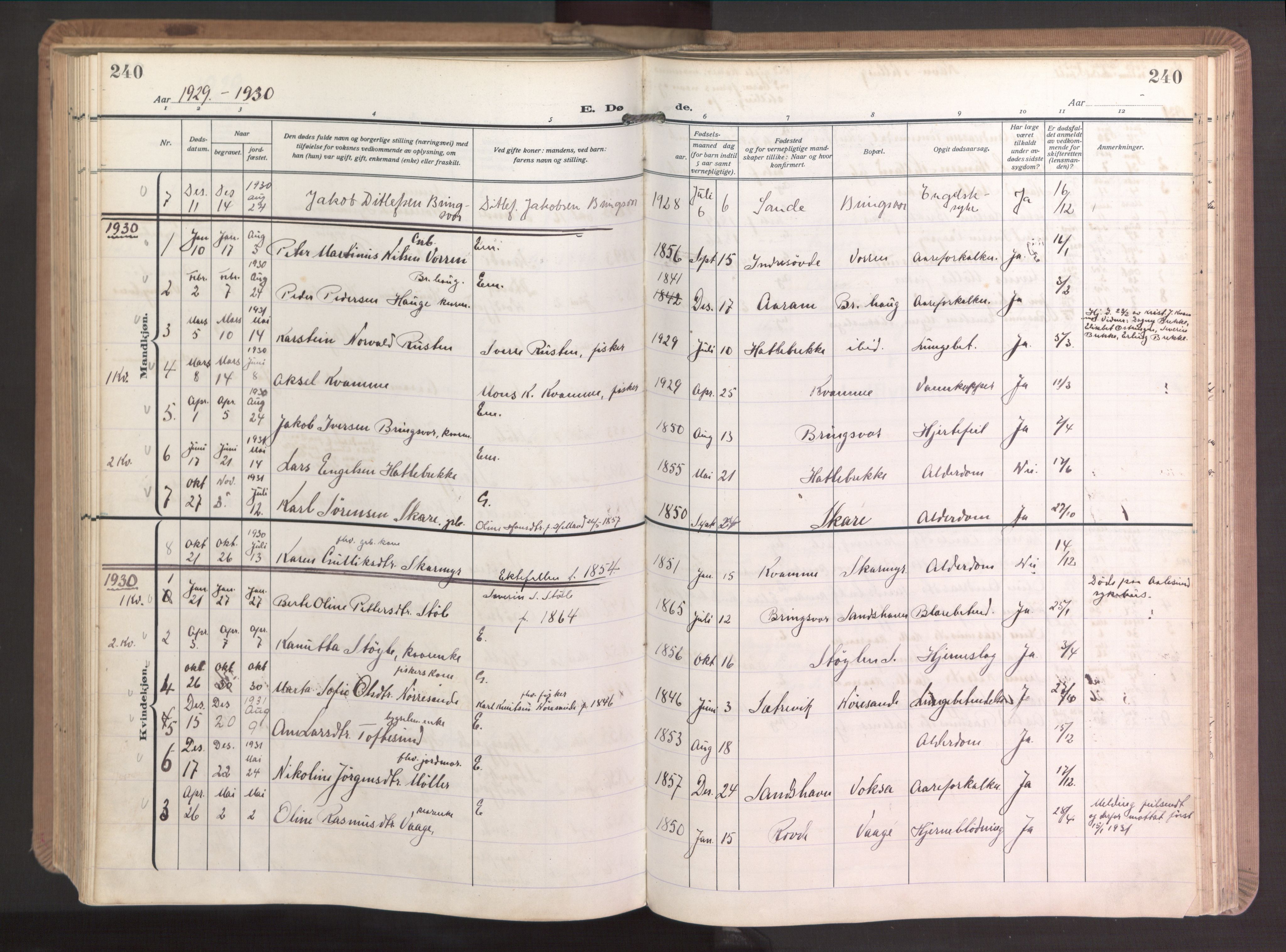 Ministerialprotokoller, klokkerbøker og fødselsregistre - Møre og Romsdal, AV/SAT-A-1454/503/L0044: Parish register (official) no. 503A12, 1918-1931, p. 240