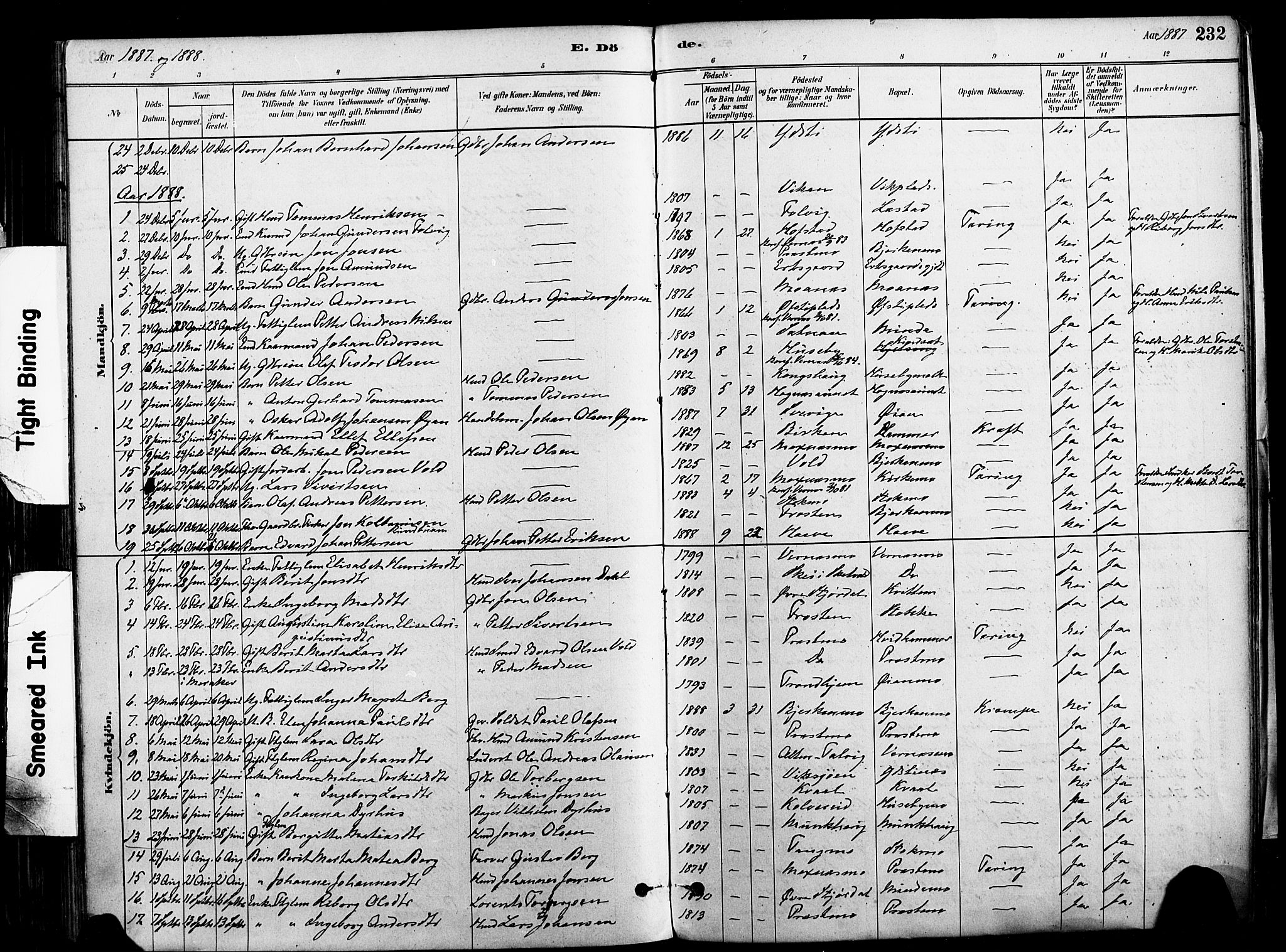 Ministerialprotokoller, klokkerbøker og fødselsregistre - Nord-Trøndelag, SAT/A-1458/709/L0077: Parish register (official) no. 709A17, 1880-1895, p. 232