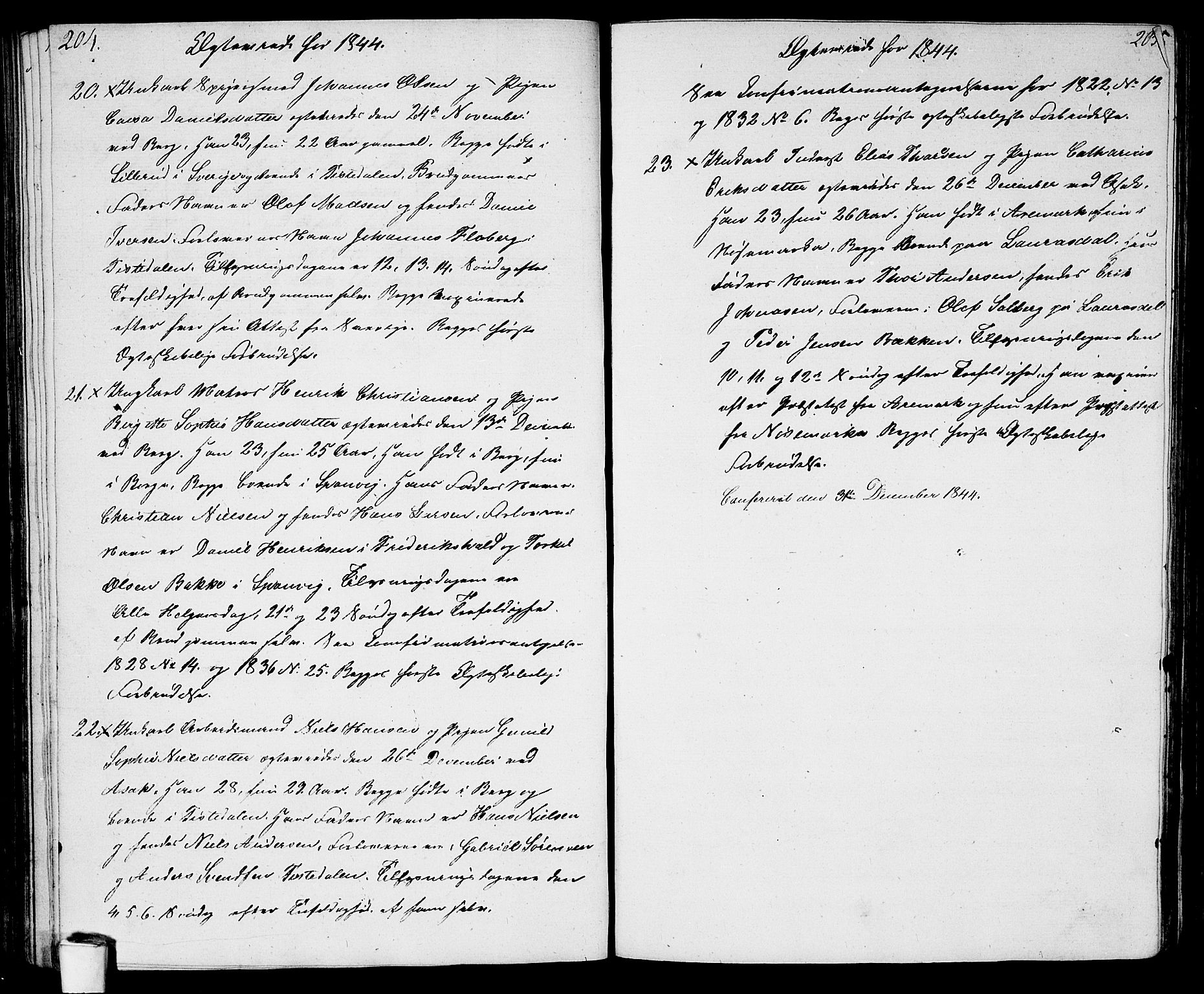 Berg prestekontor Kirkebøker, SAO/A-10902/G/Ga/L0002: Parish register (copy) no. I 2, 1832-1844, p. 204-205