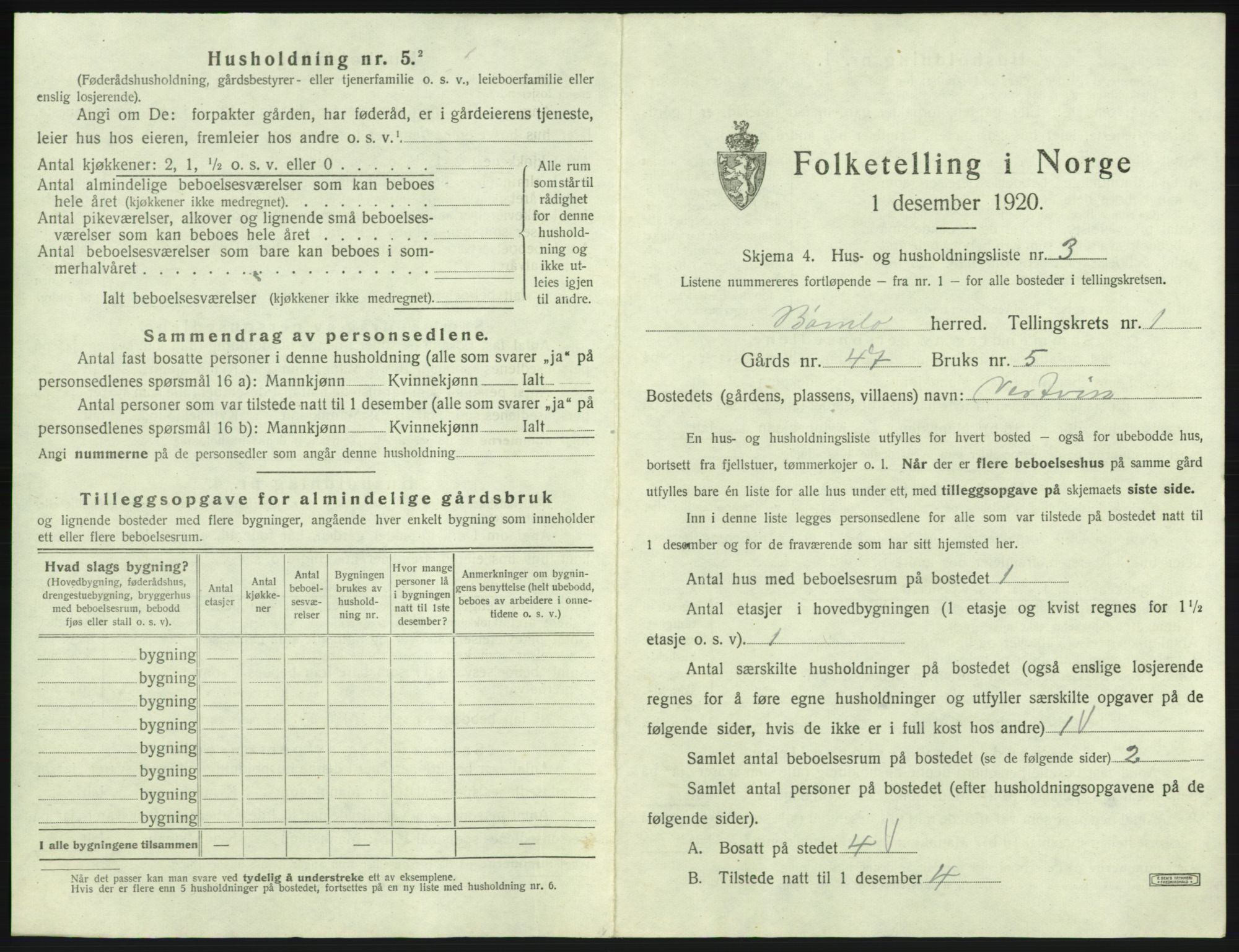 SAB, 1920 census for Bømlo, 1920, p. 26