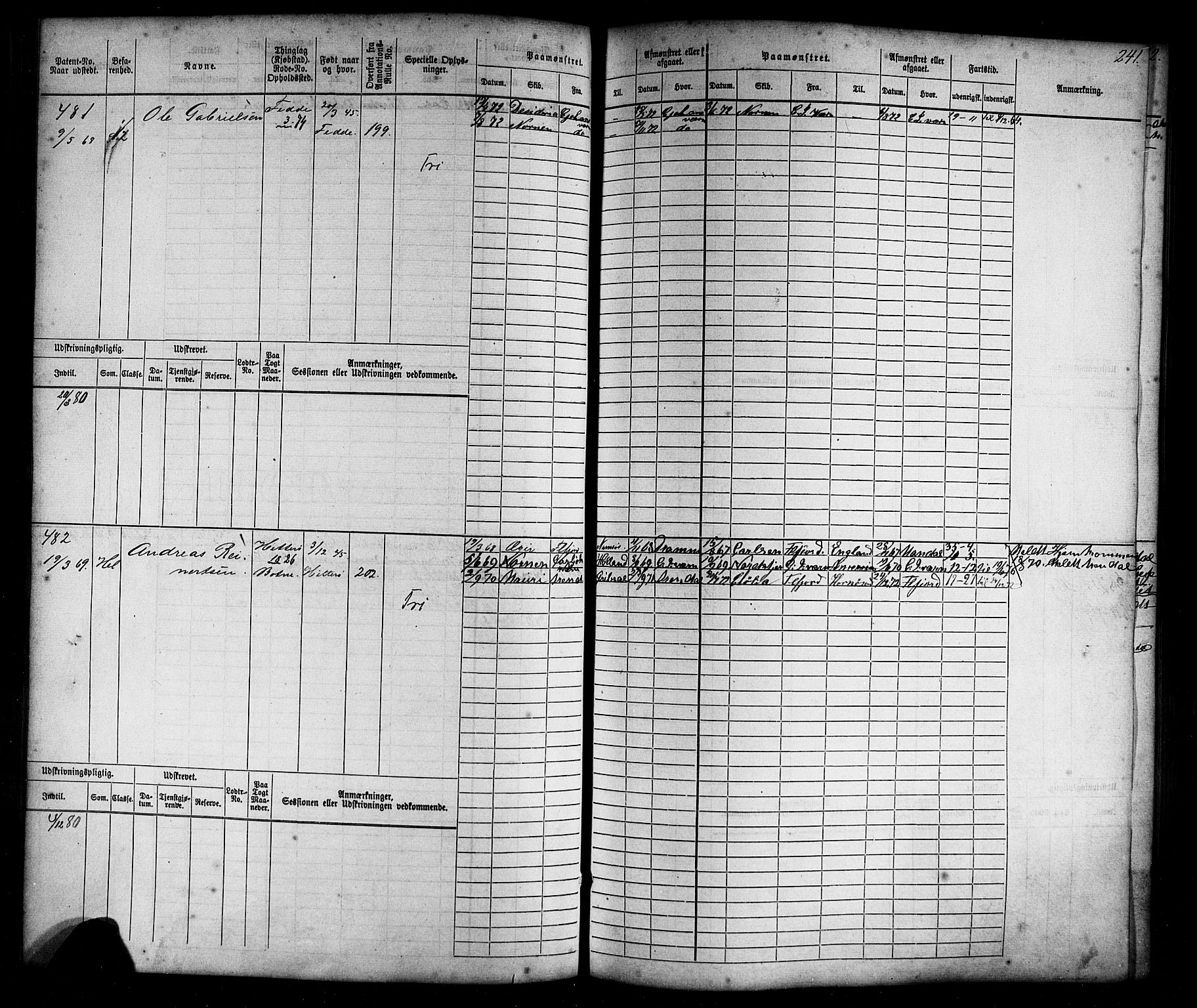 Flekkefjord mønstringskrets, AV/SAK-2031-0018/F/Fb/L0008: Hovedrulle nr 1-770, Æ-5, 1867-1900, p. 247