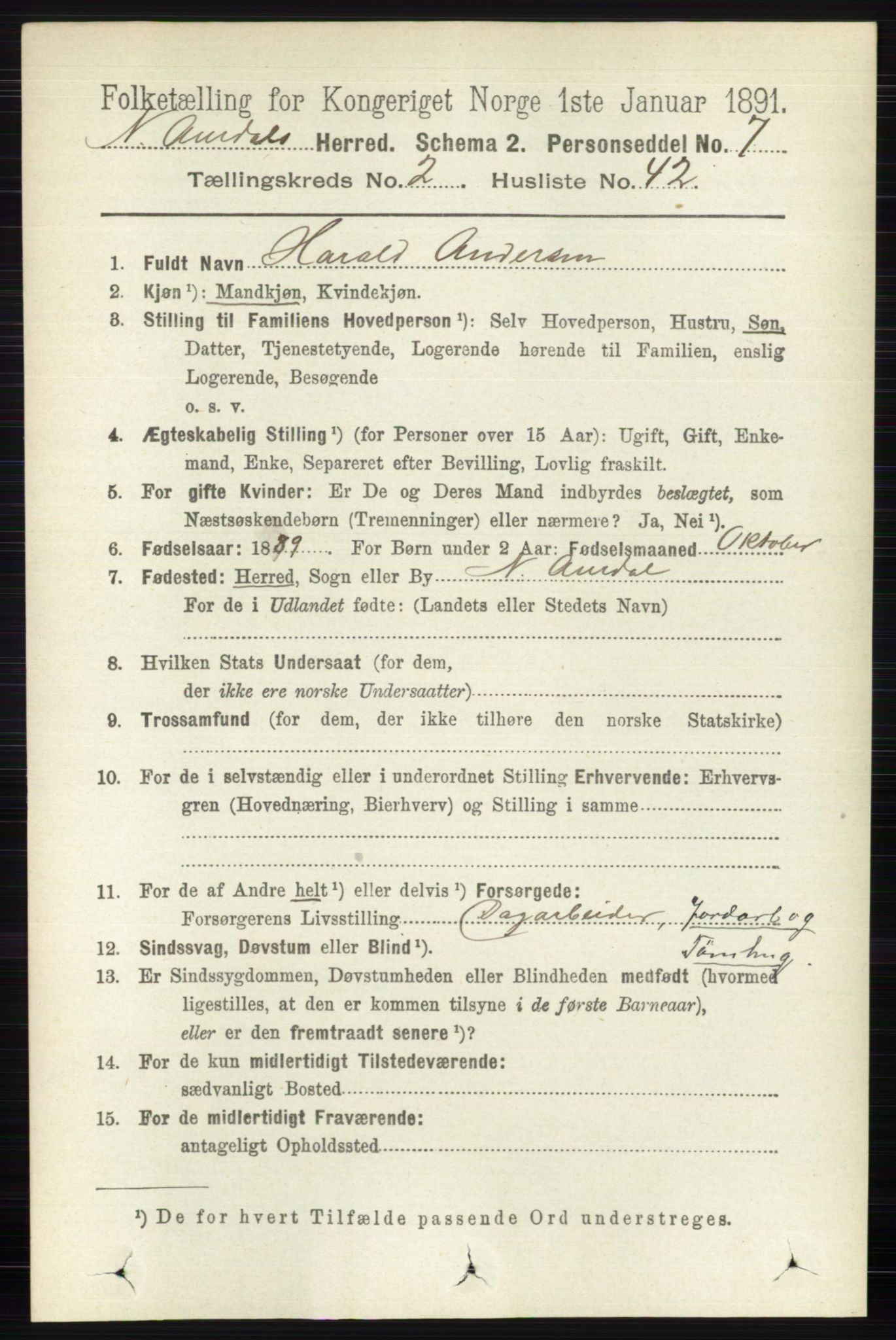 RA, 1891 census for 0542 Nord-Aurdal, 1891, p. 807