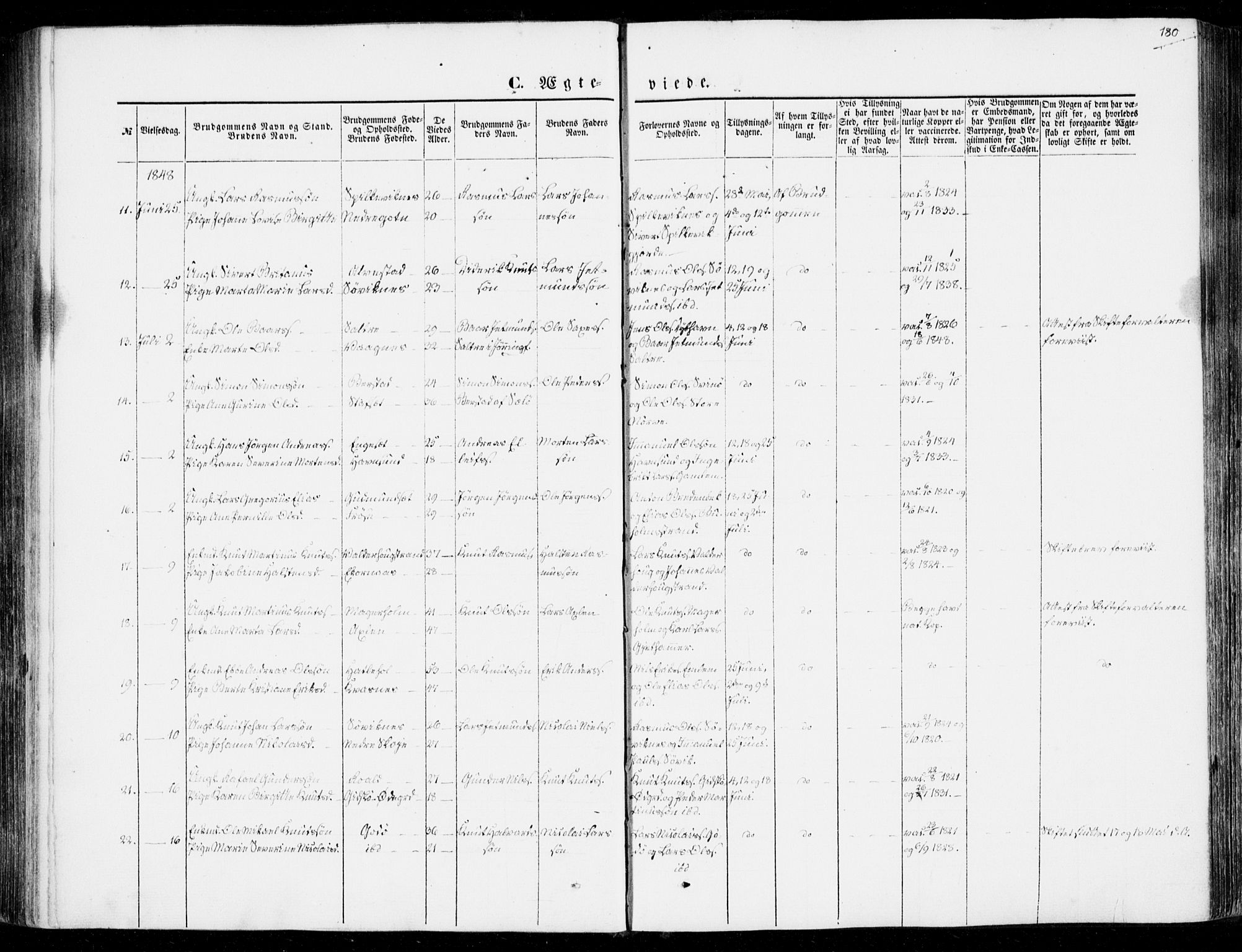 Ministerialprotokoller, klokkerbøker og fødselsregistre - Møre og Romsdal, AV/SAT-A-1454/528/L0397: Parish register (official) no. 528A08, 1848-1858, p. 180