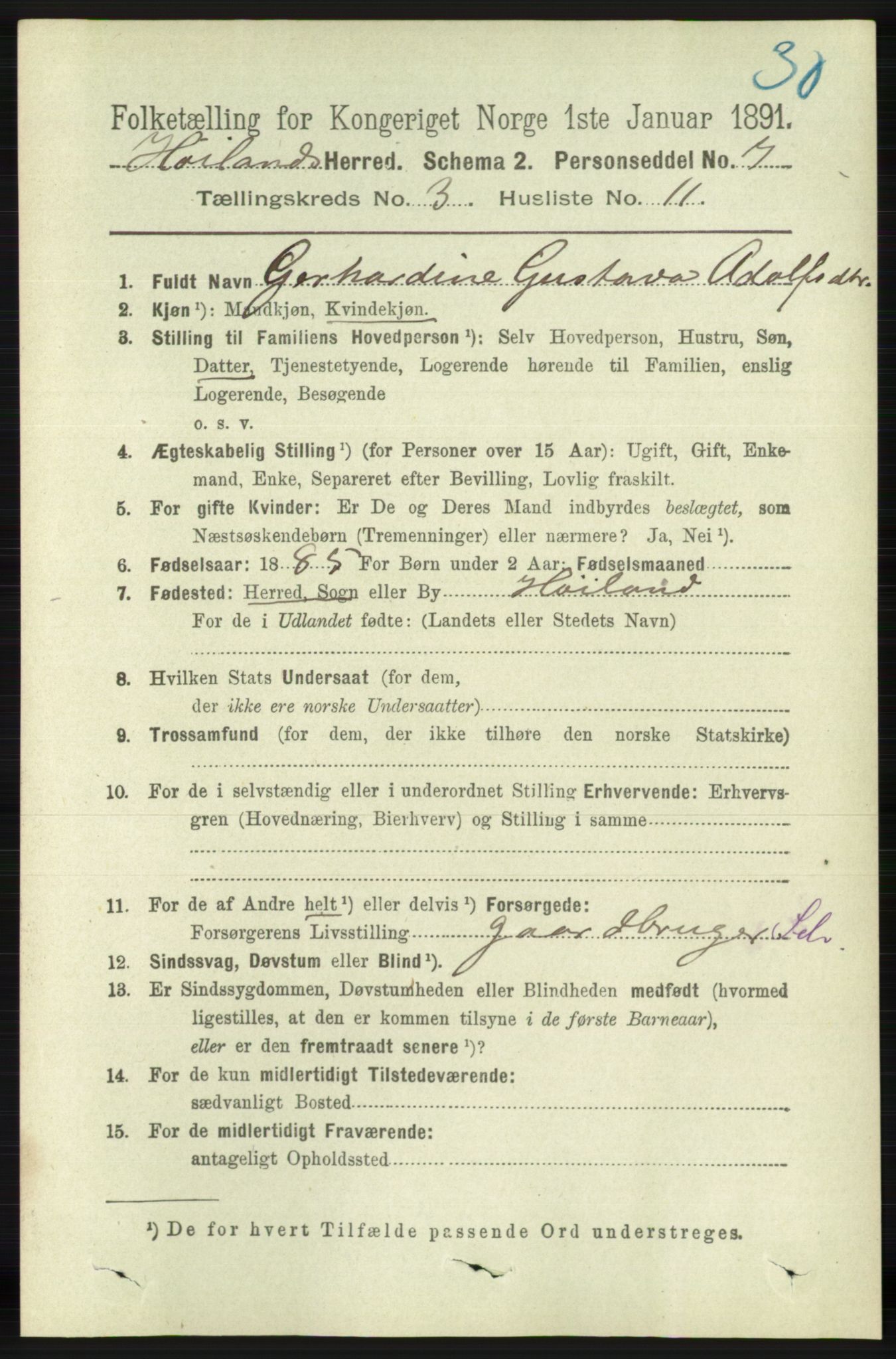 RA, 1891 census for 1123 Høyland, 1891, p. 760