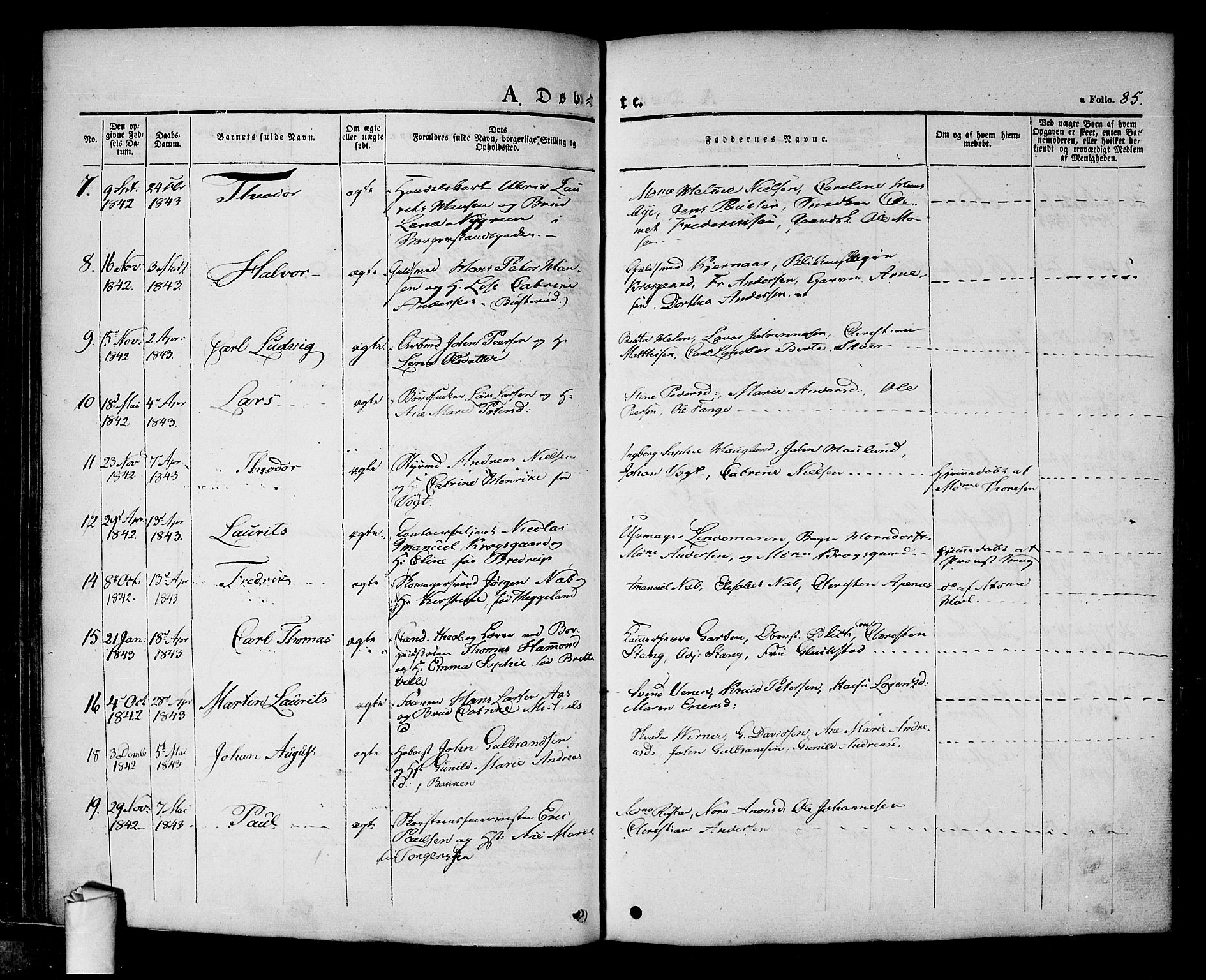 Halden prestekontor Kirkebøker, AV/SAO-A-10909/F/Fa/L0005: Parish register (official) no. I 5, 1834-1845, p. 85