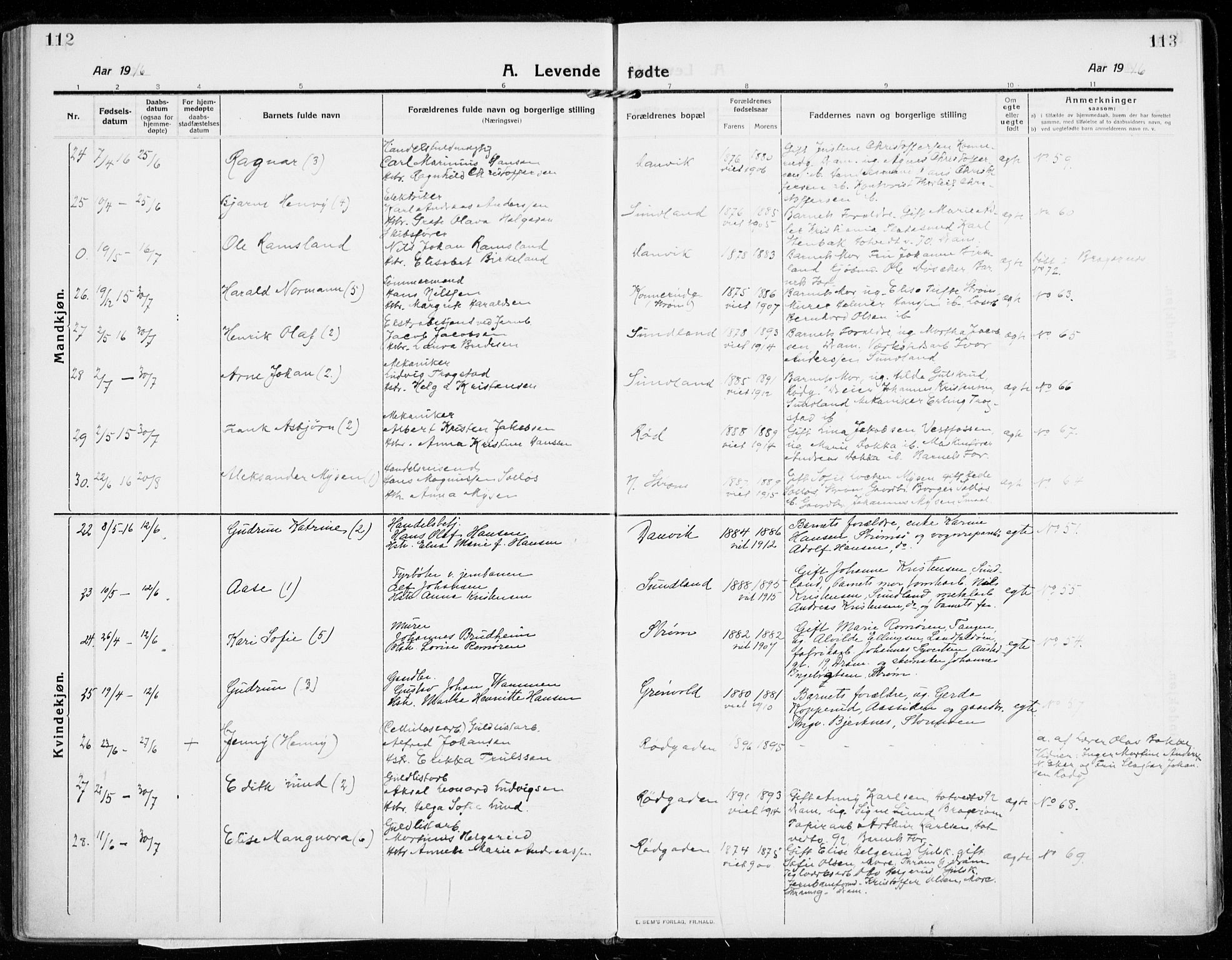 Strømsgodset kirkebøker, AV/SAKO-A-324/F/Fa/L0002: Parish register (official) no. 2, 1910-1920, p. 112-113