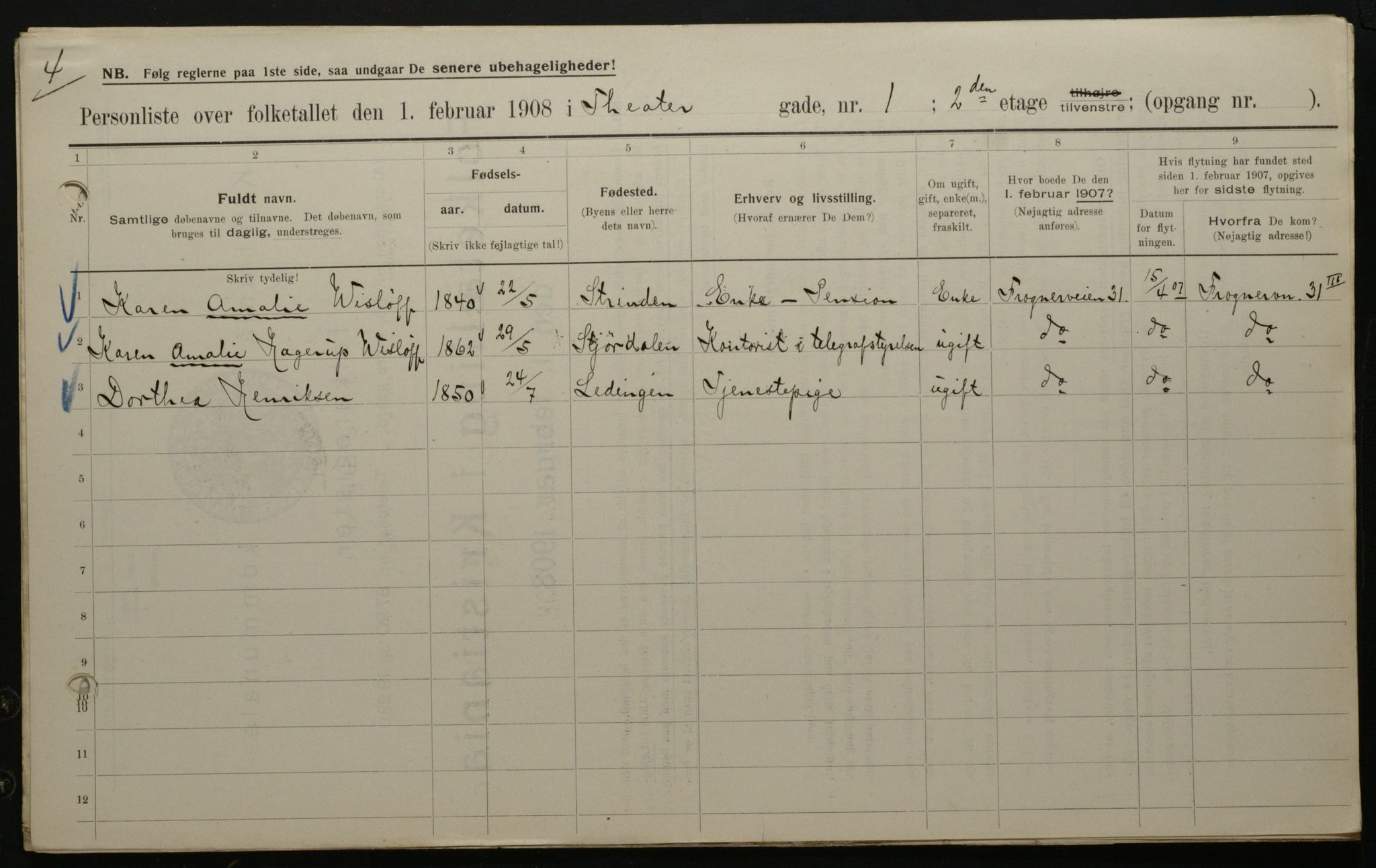 OBA, Municipal Census 1908 for Kristiania, 1908, p. 96183