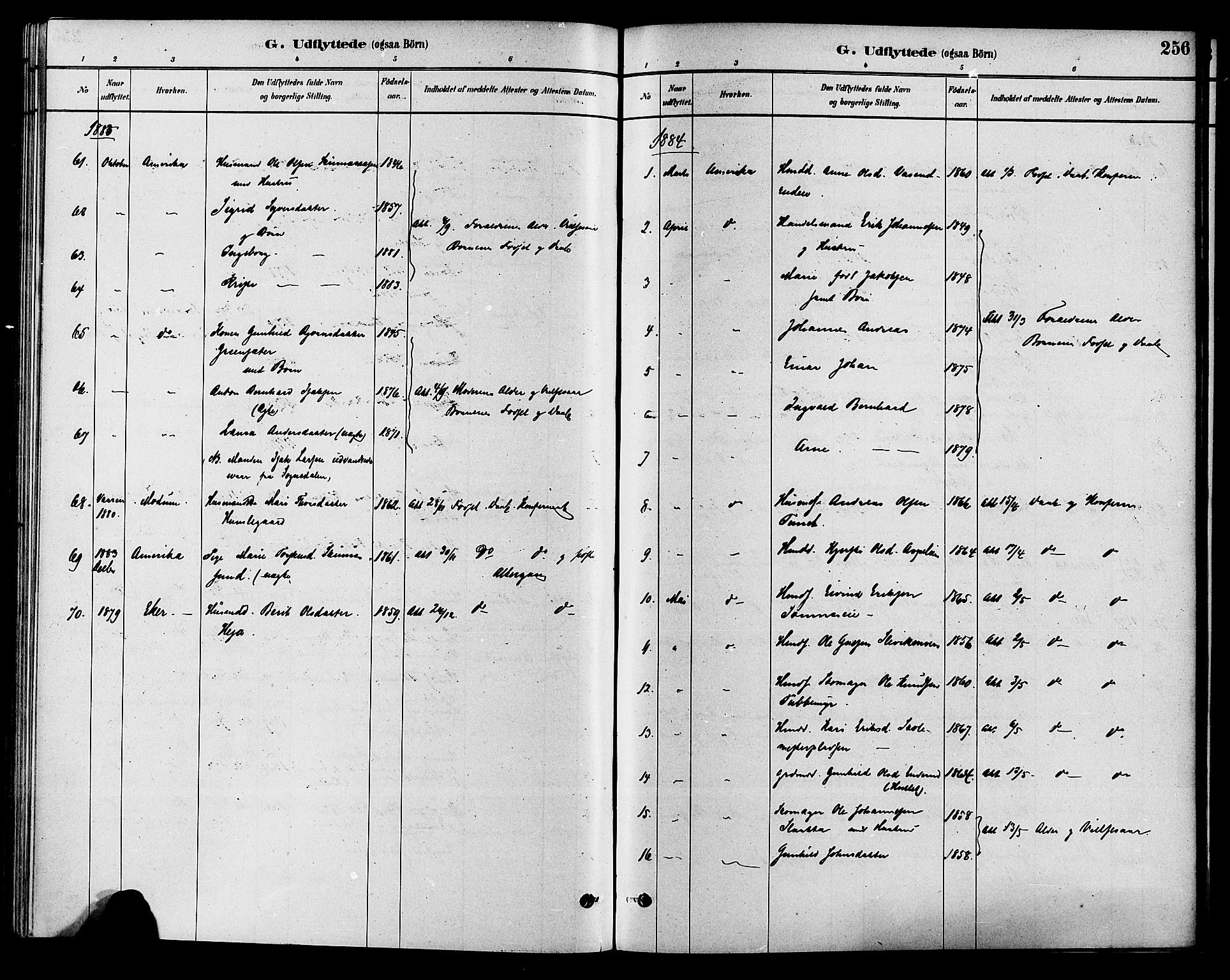 Krødsherad kirkebøker, SAKO/A-19/G/Ga/L0001: Parish register (copy) no. 1, 1879-1893, p. 256