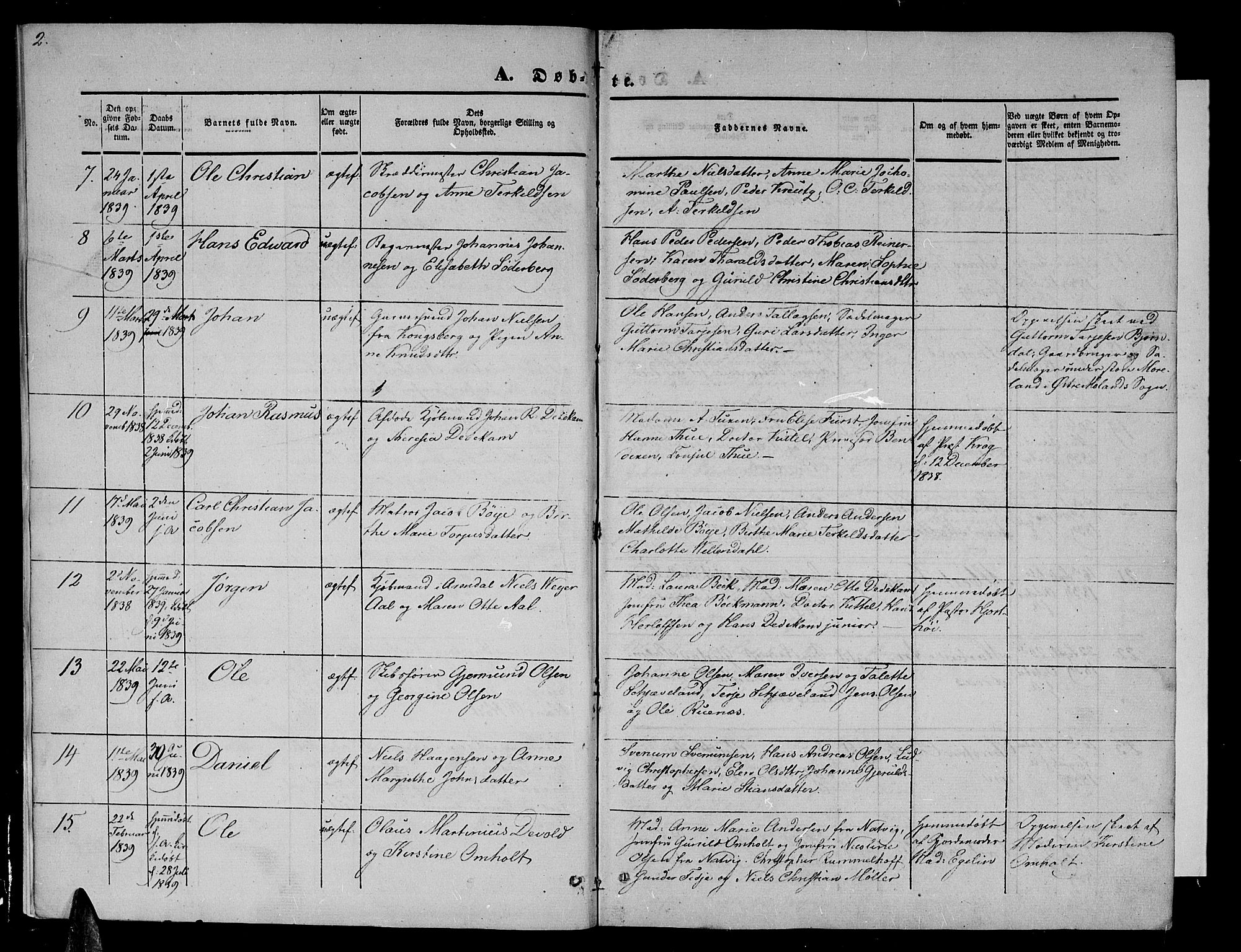 Arendal sokneprestkontor, Trefoldighet, SAK/1111-0040/F/Fb/L0002: Parish register (copy) no. B 2, 1838-1860, p. 2