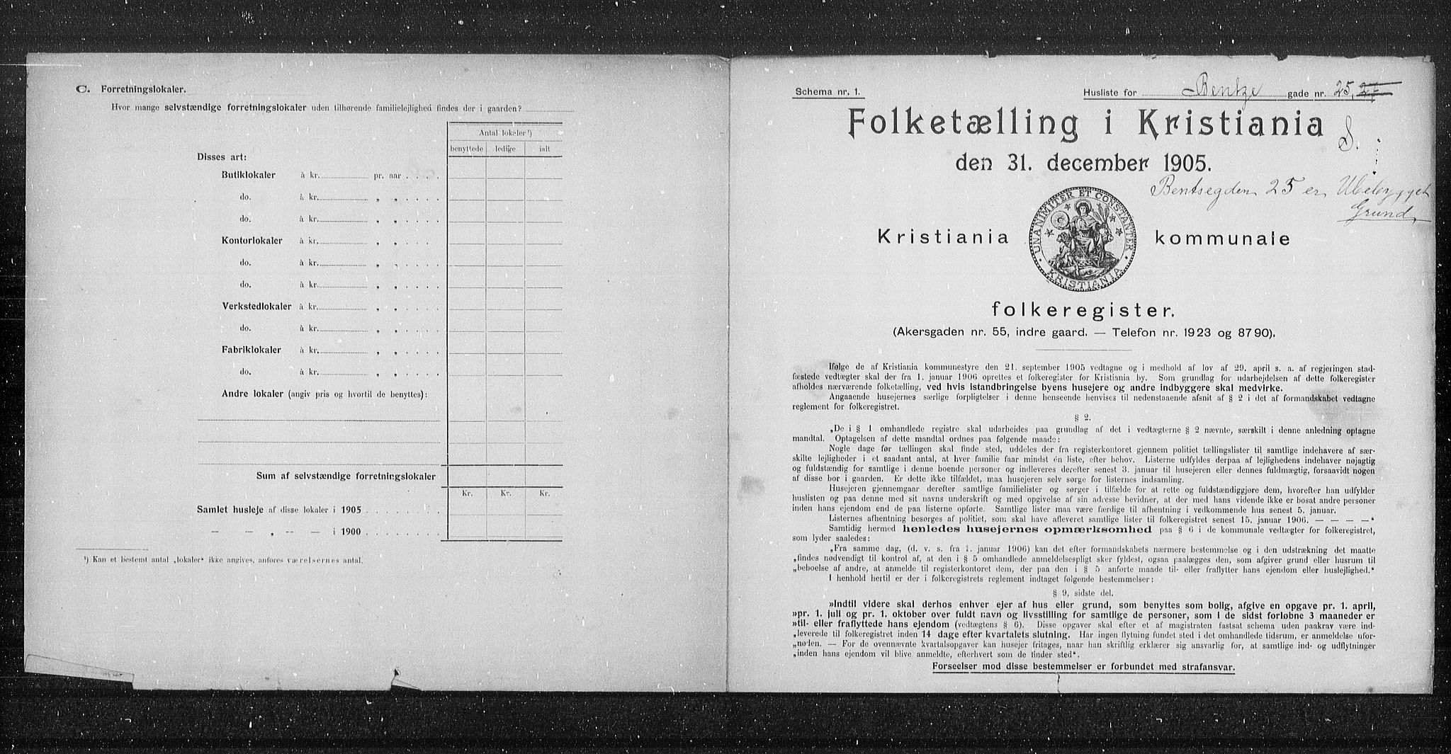 OBA, Municipal Census 1905 for Kristiania, 1905, p. 1893