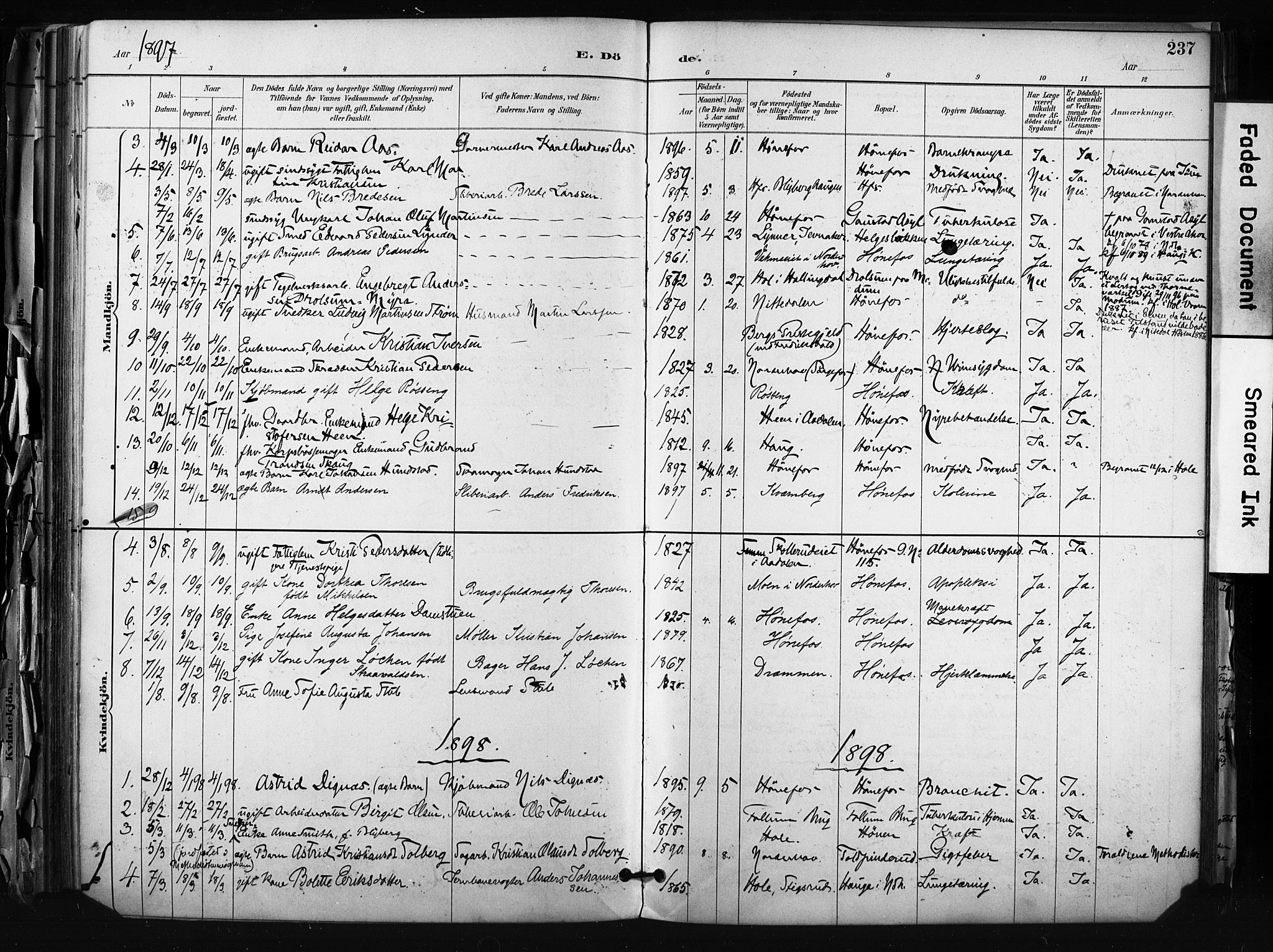 Hønefoss kirkebøker, SAKO/A-609/F/Fa/L0002: Parish register (official) no. 2, 1887-1906, p. 237