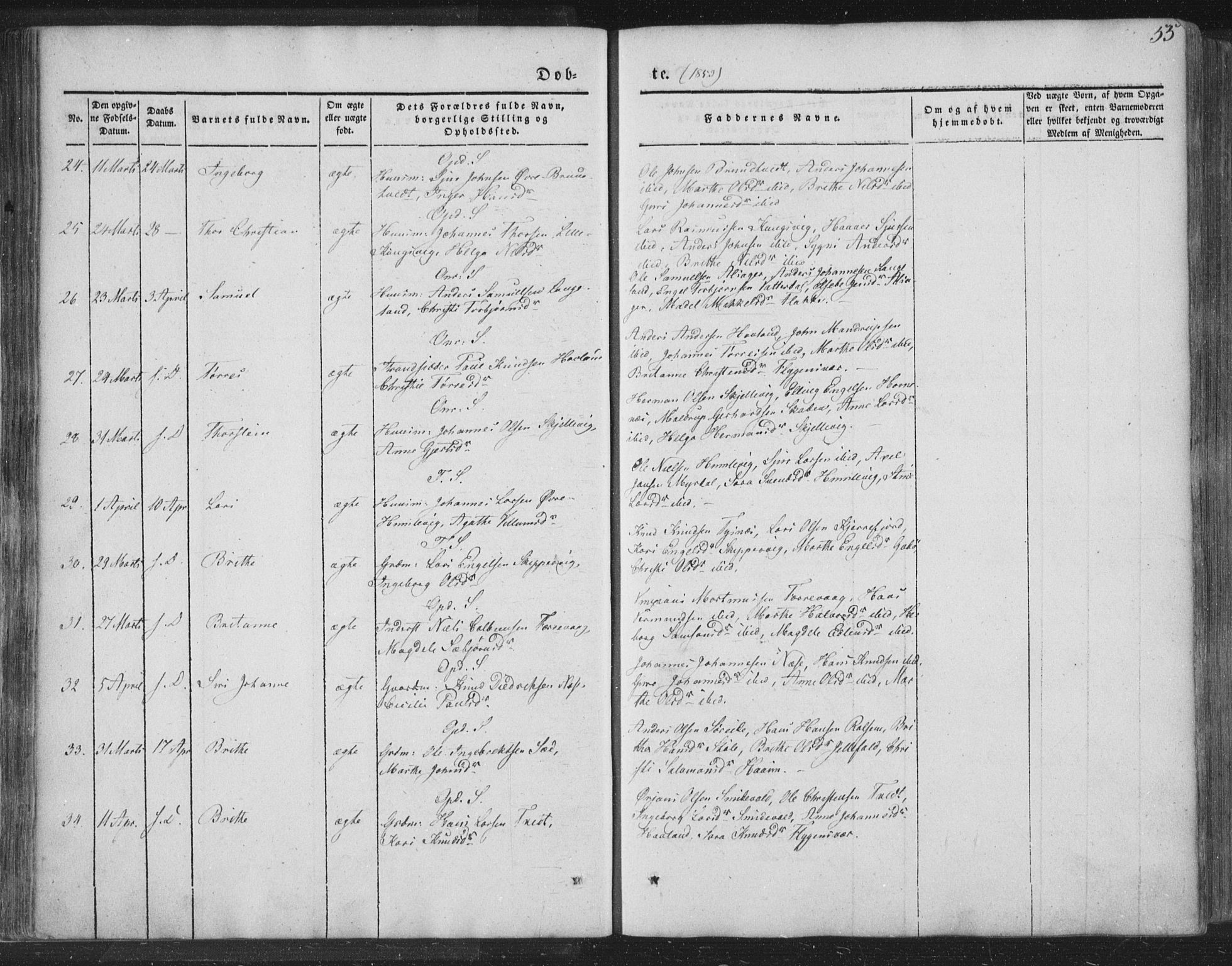 Tysnes sokneprestembete, AV/SAB-A-78601/H/Haa: Parish register (official) no. A 10, 1848-1859, p. 55