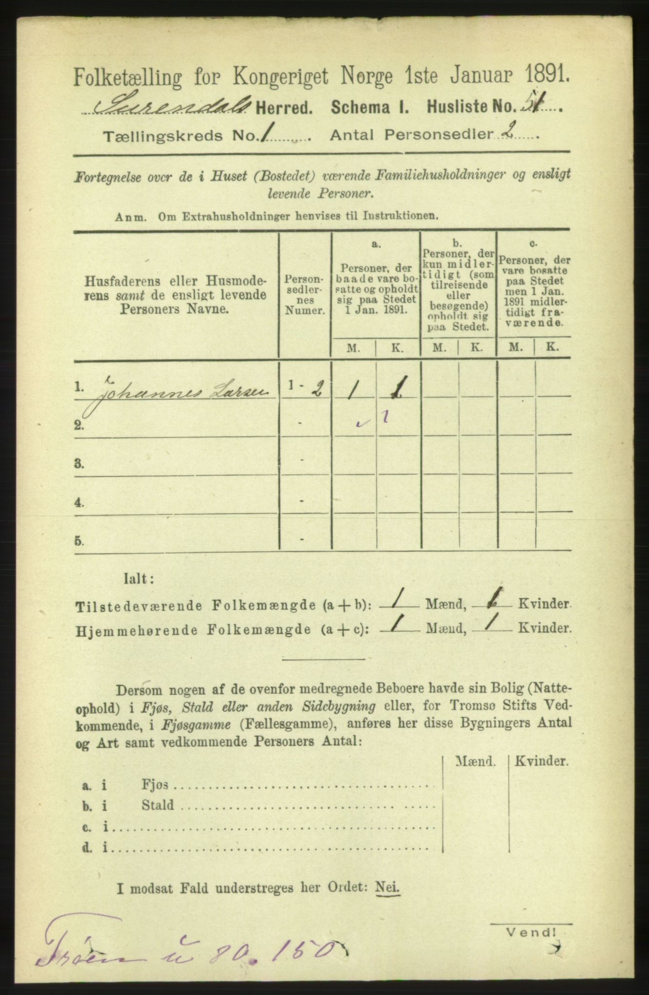 RA, 1891 census for 1566 Surnadal, 1891, p. 88