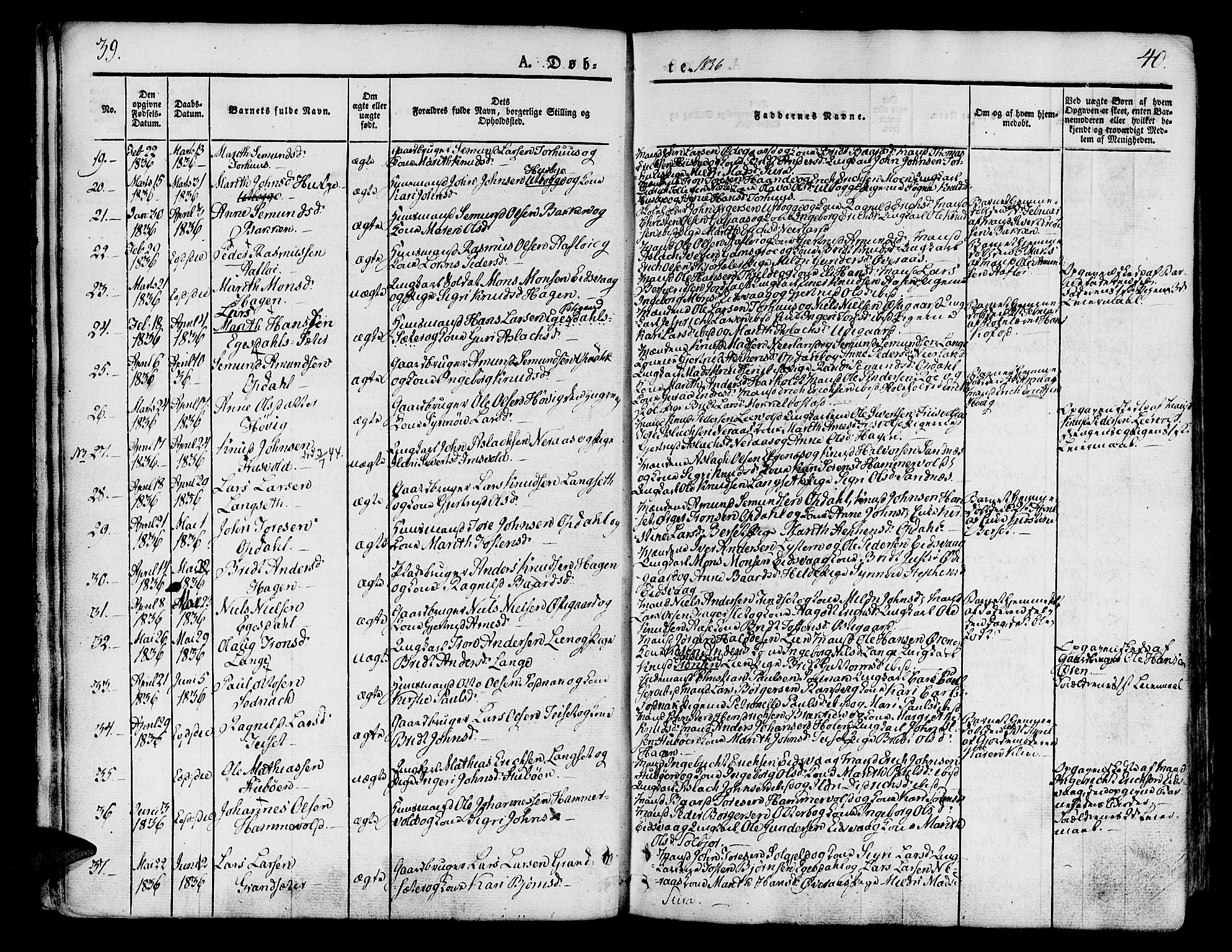 Ministerialprotokoller, klokkerbøker og fødselsregistre - Møre og Romsdal, AV/SAT-A-1454/551/L0624: Parish register (official) no. 551A04, 1831-1845, p. 39-40