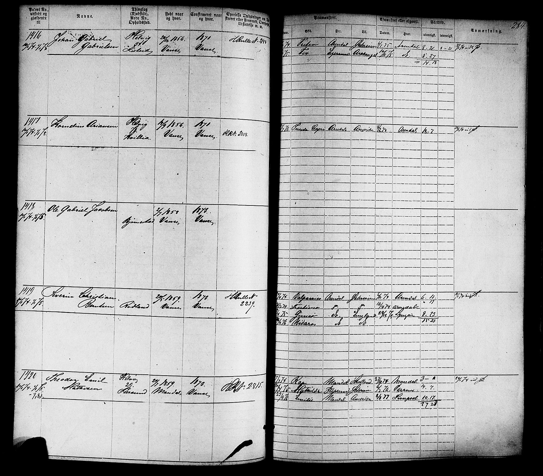 Farsund mønstringskrets, AV/SAK-2031-0017/F/Fa/L0005: Annotasjonsrulle nr 1-1910 med register, Z-2, 1869-1877, p. 314