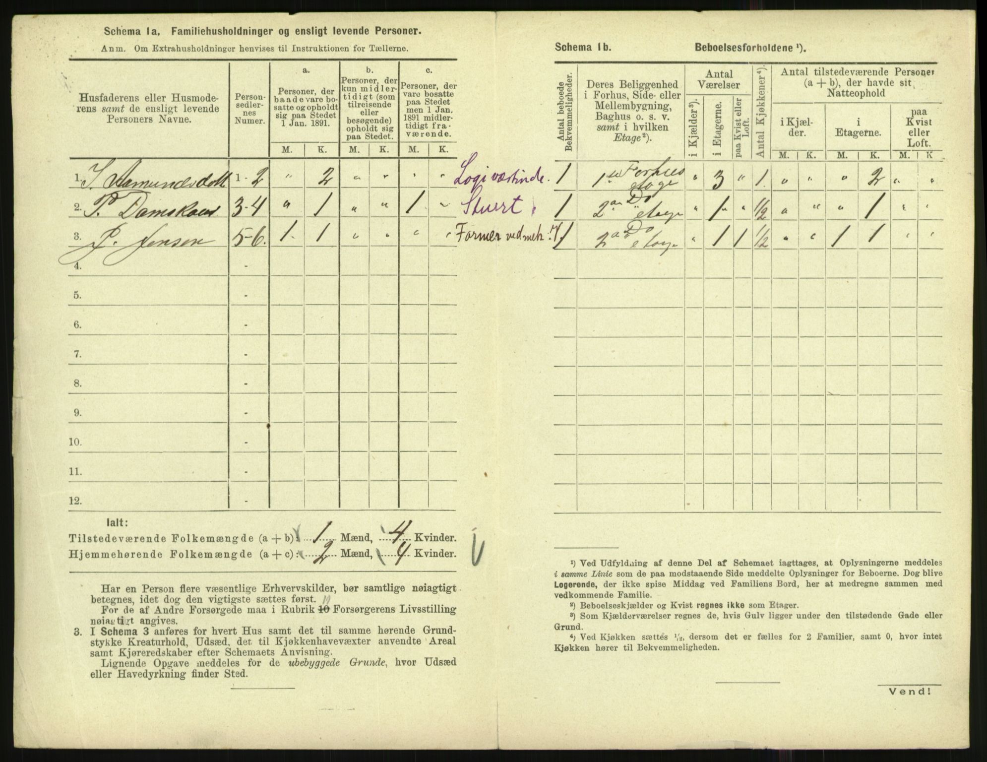 RA, 1891 census for 1001 Kristiansand, 1891, p. 1587