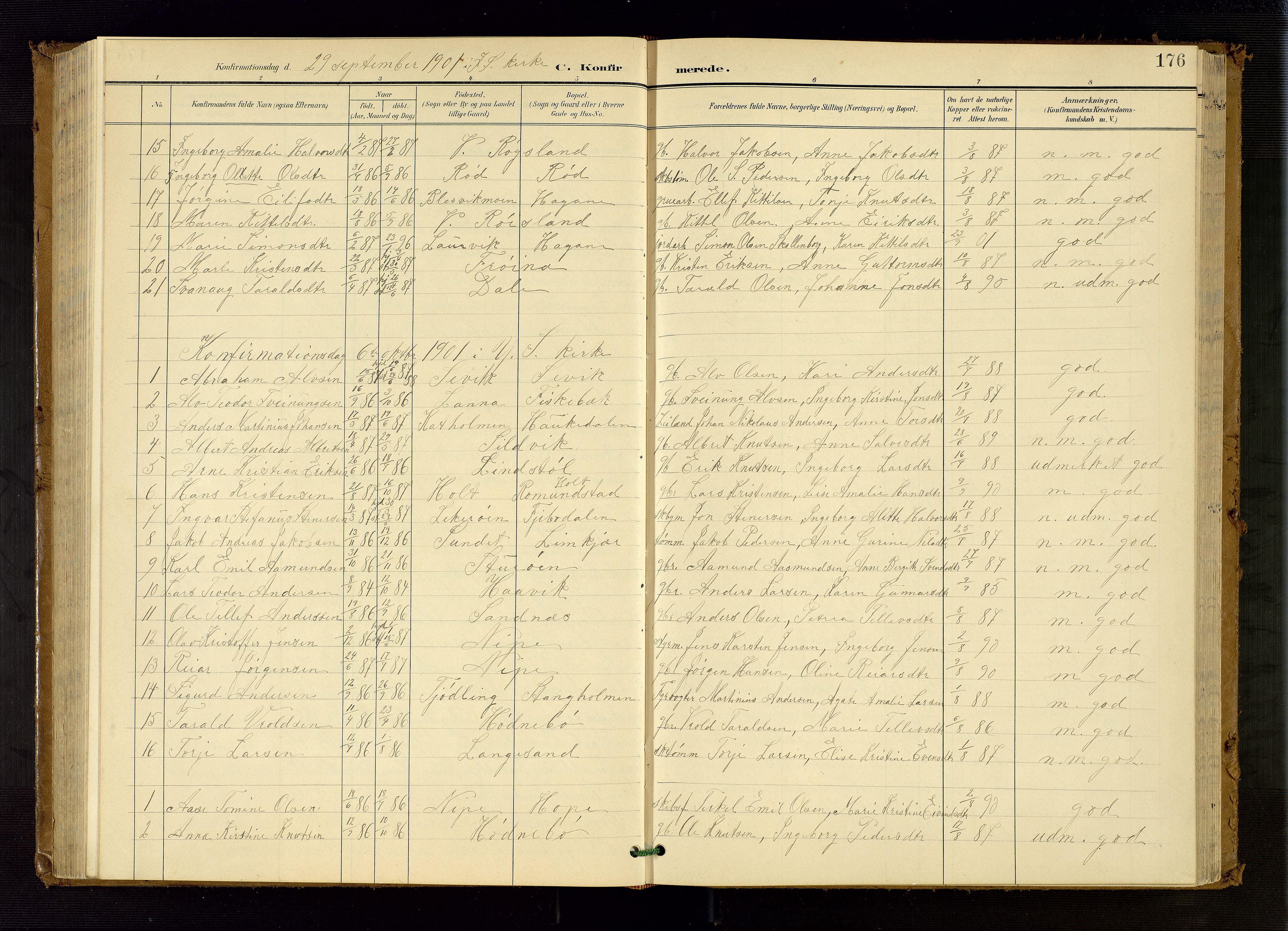 Søndeled sokneprestkontor, SAK/1111-0038/F/Fb/L0005: Parish register (copy) no. B 6, 1900-1962, p. 176