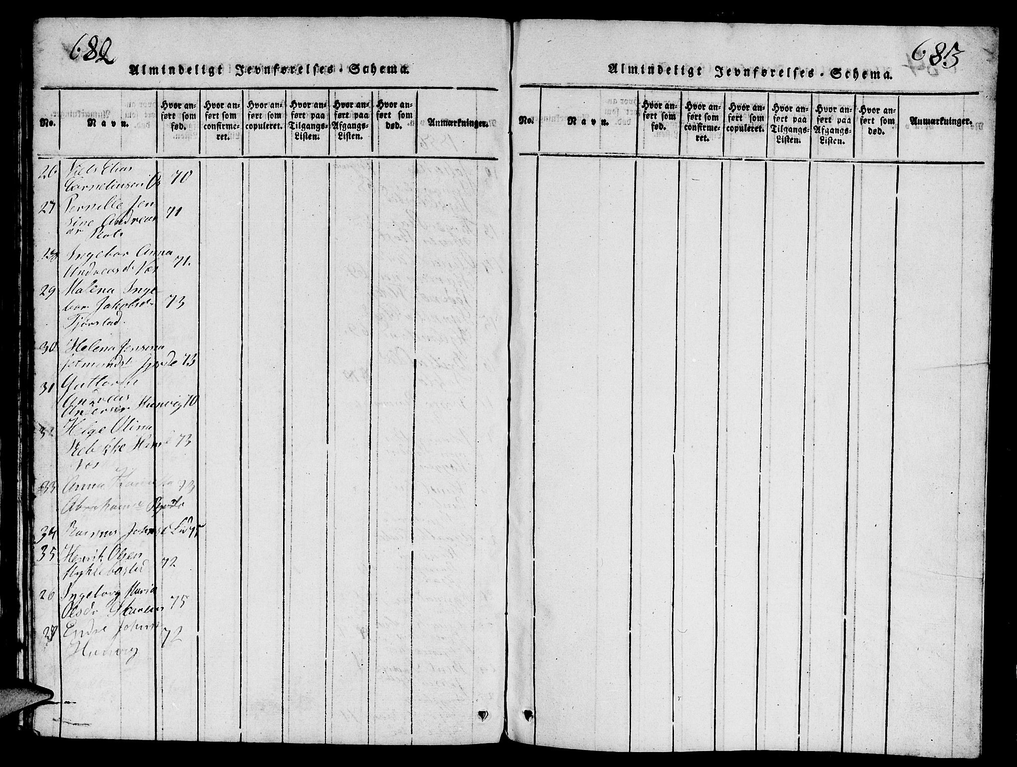 Eid sokneprestembete, SAB/A-82301/H/Hab/Haba/L0001: Parish register (copy) no. A 1, 1816-1862, p. 682-683