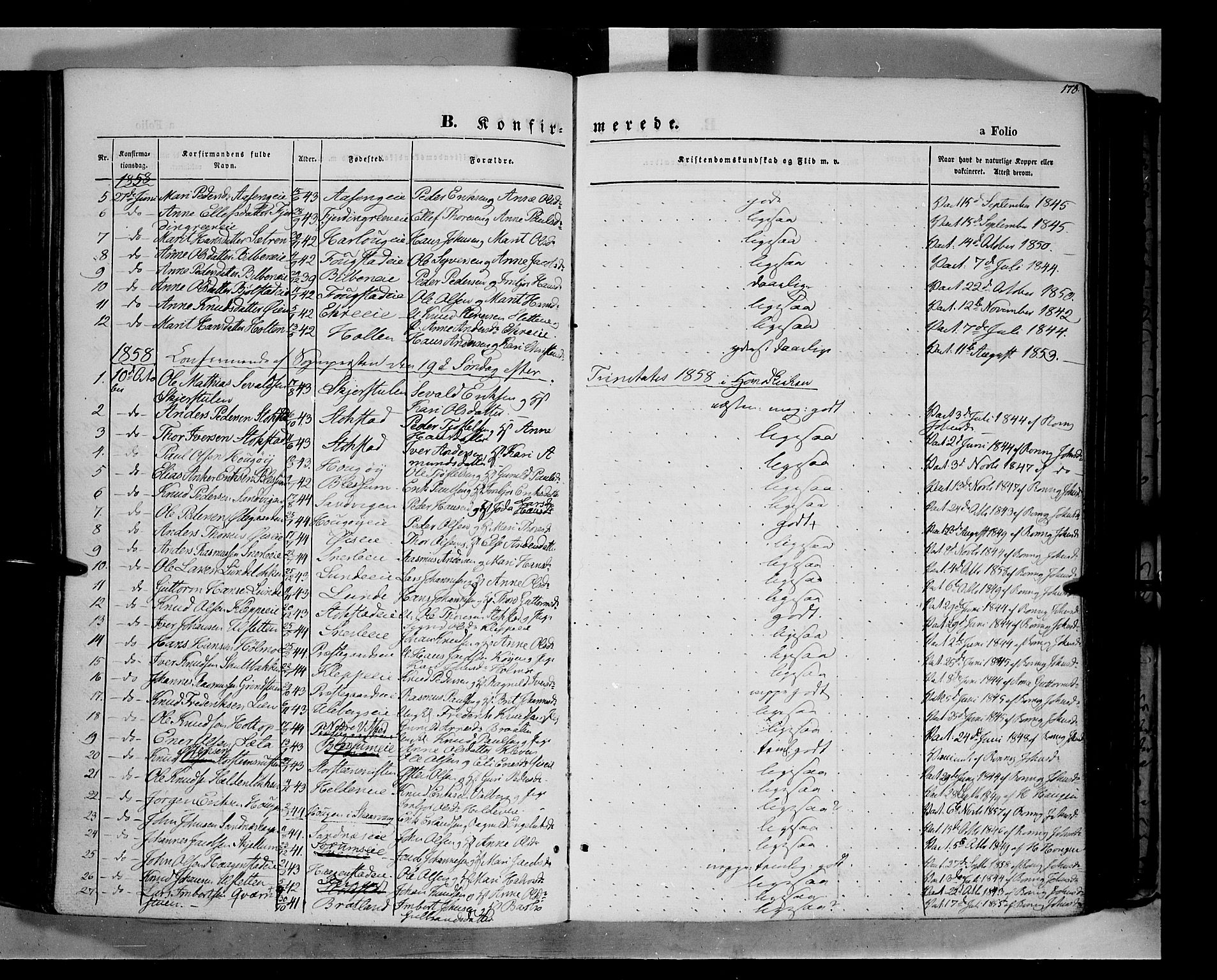 Vågå prestekontor, SAH/PREST-076/H/Ha/Haa/L0006: Parish register (official) no. 6 /1, 1856-1872, p. 178