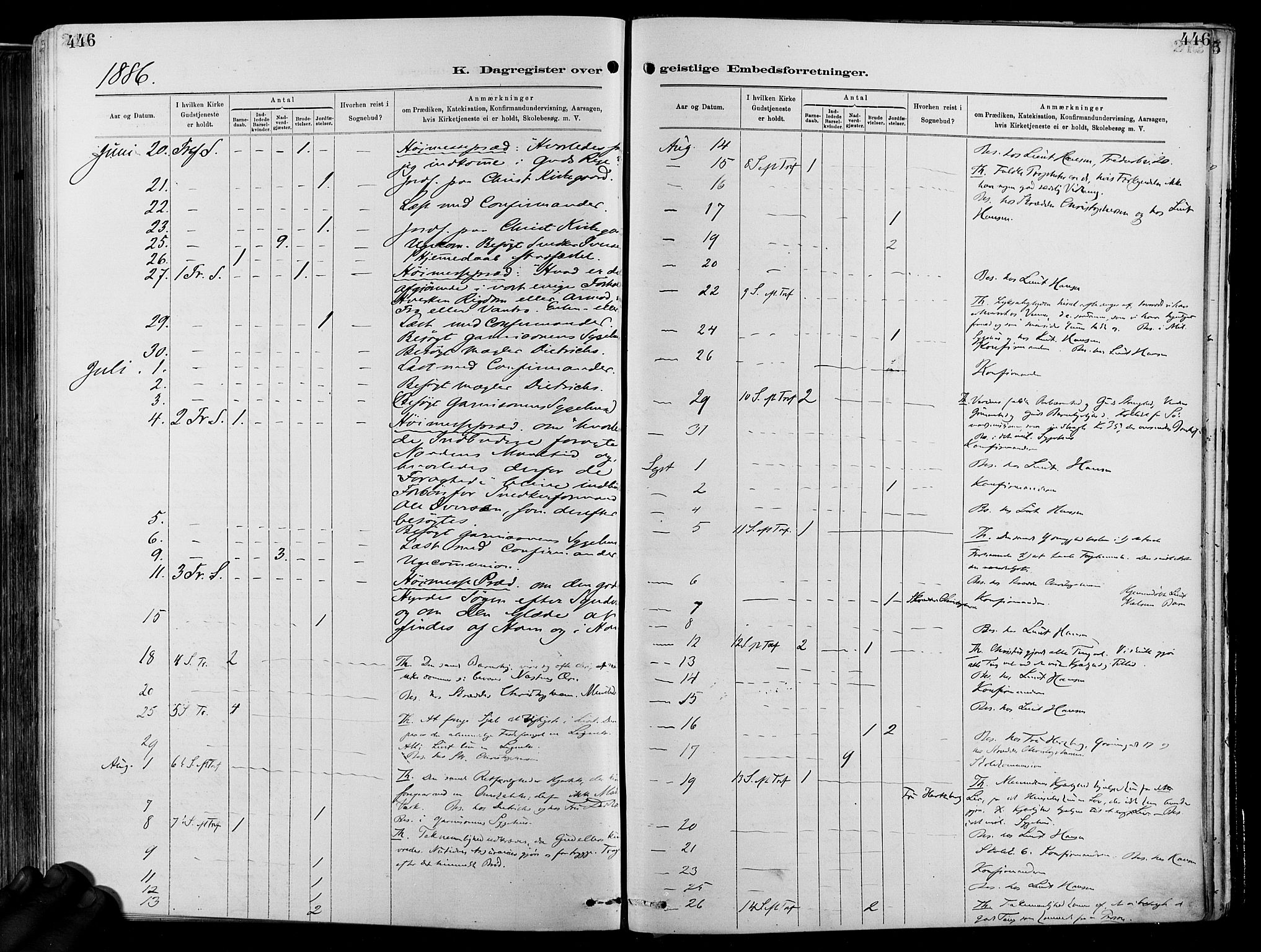 Garnisonsmenigheten Kirkebøker, AV/SAO-A-10846/F/Fa/L0012: Parish register (official) no. 12, 1880-1893, p. 446