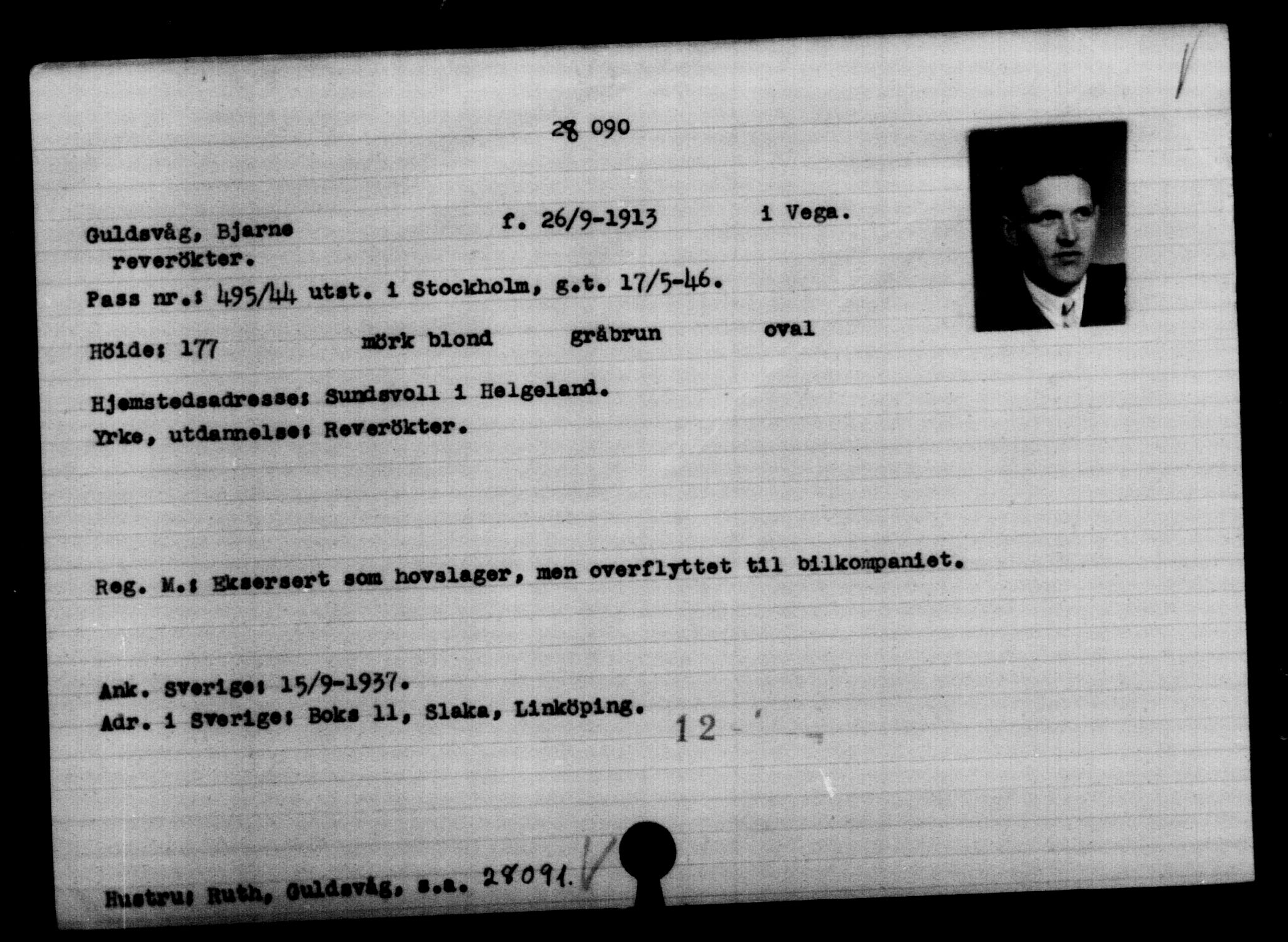 Den Kgl. Norske Legasjons Flyktningskontor, AV/RA-S-6753/V/Va/L0011: Kjesäterkartoteket.  Flyktningenr. 25300-28349, 1940-1945, p. 2972