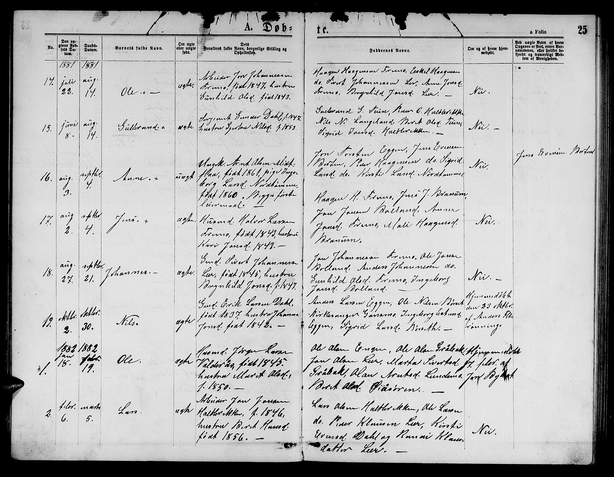 Ministerialprotokoller, klokkerbøker og fødselsregistre - Sør-Trøndelag, SAT/A-1456/693/L1122: Parish register (copy) no. 693C03, 1870-1886, p. 25