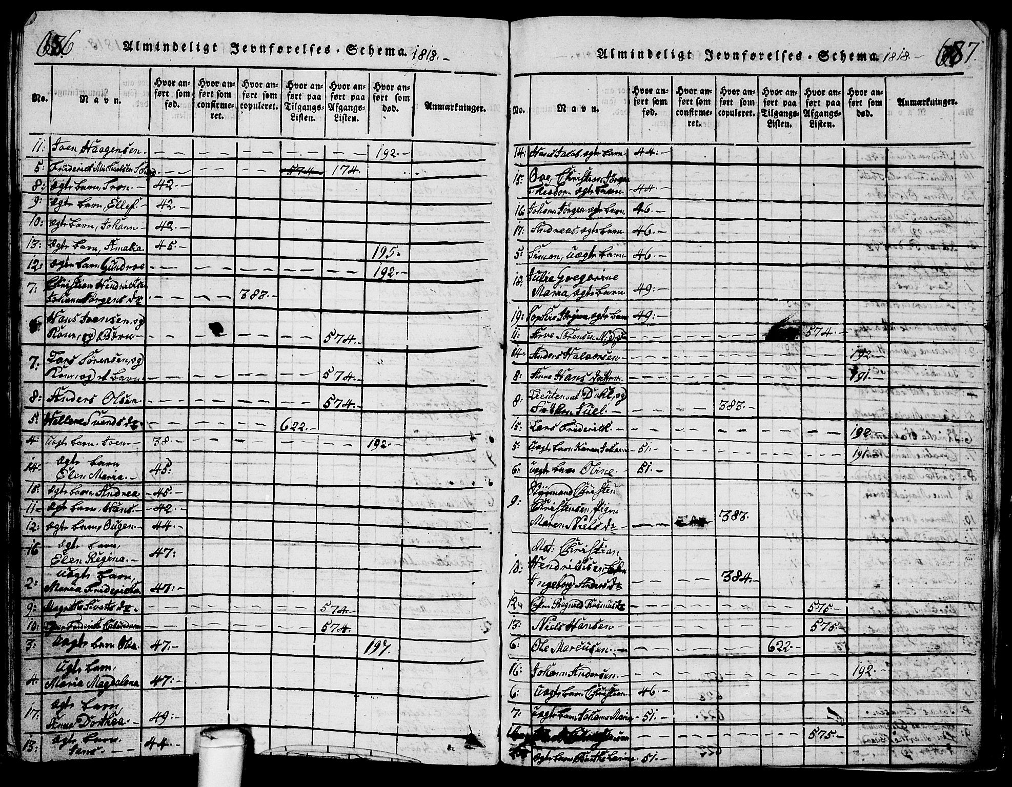 Glemmen prestekontor Kirkebøker, AV/SAO-A-10908/G/Ga/L0001: Parish register (copy) no. 1, 1816-1838, p. 686-687