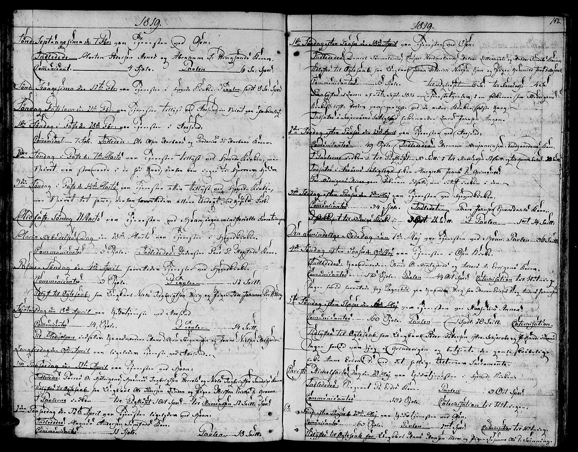 Ministerialprotokoller, klokkerbøker og fødselsregistre - Sør-Trøndelag, SAT/A-1456/657/L0701: Parish register (official) no. 657A02, 1802-1831, p. 152