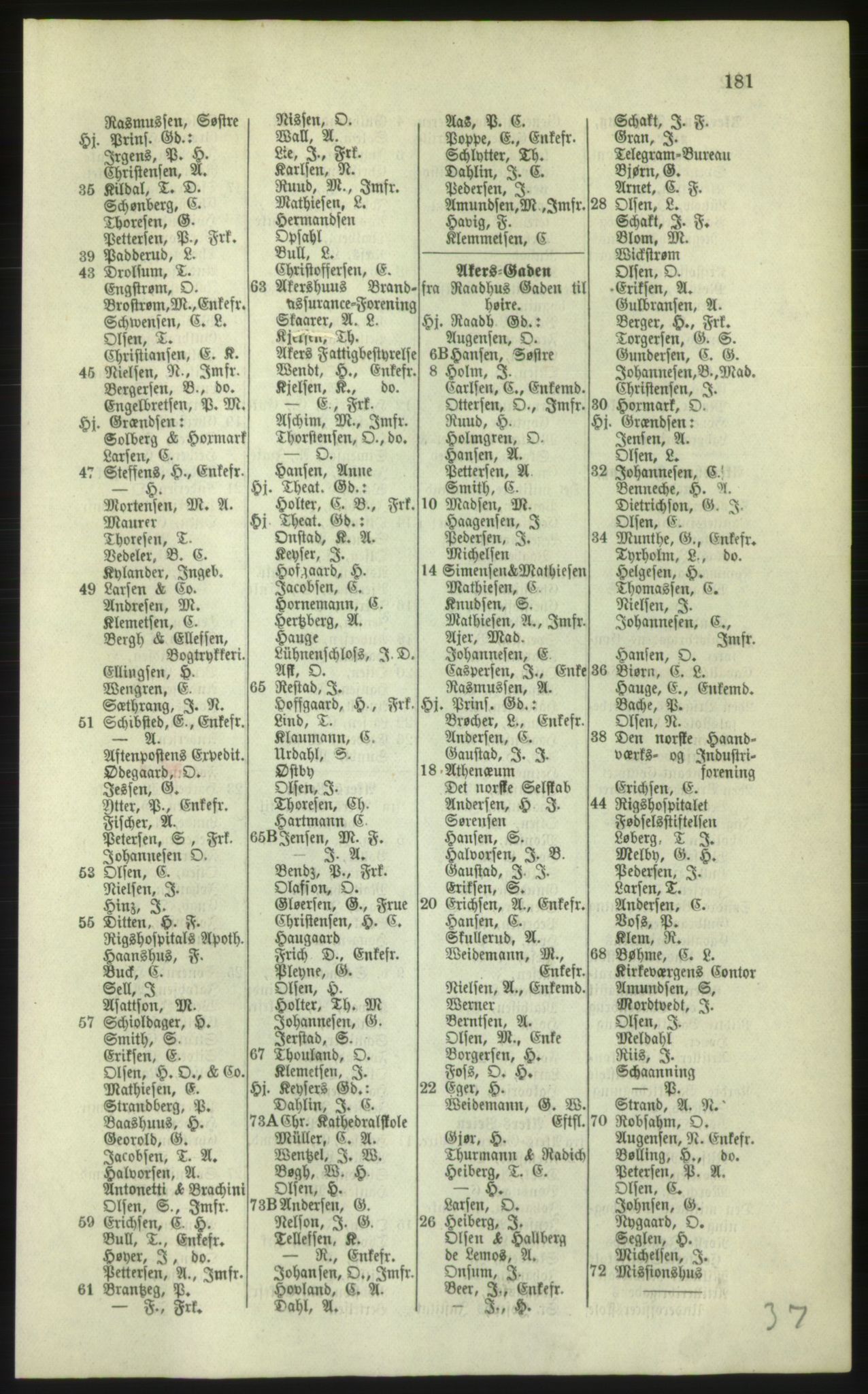 Kristiania/Oslo adressebok, PUBL/-, 1879, p. 181