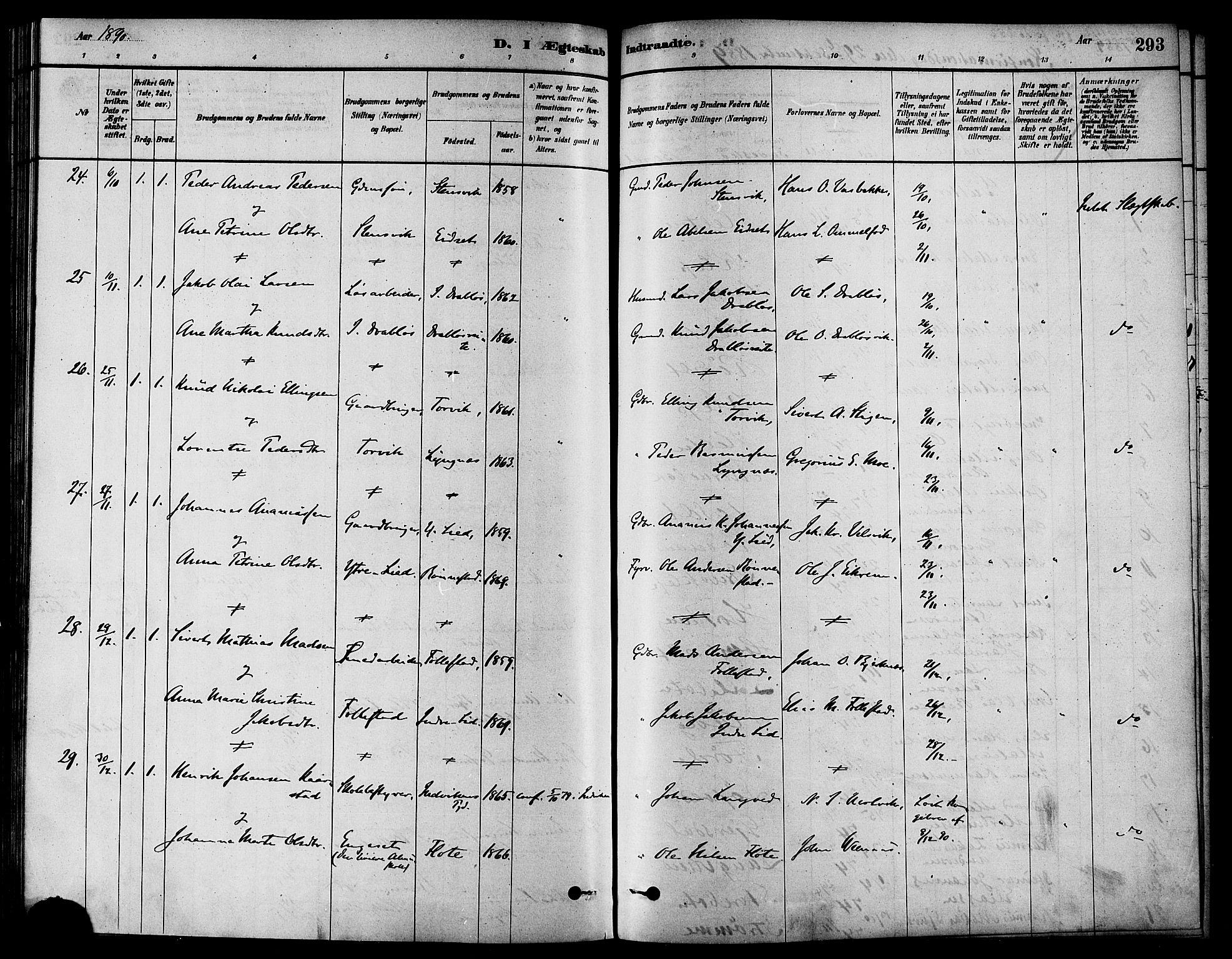 Ministerialprotokoller, klokkerbøker og fødselsregistre - Møre og Romsdal, AV/SAT-A-1454/511/L0141: Parish register (official) no. 511A08, 1878-1890, p. 293