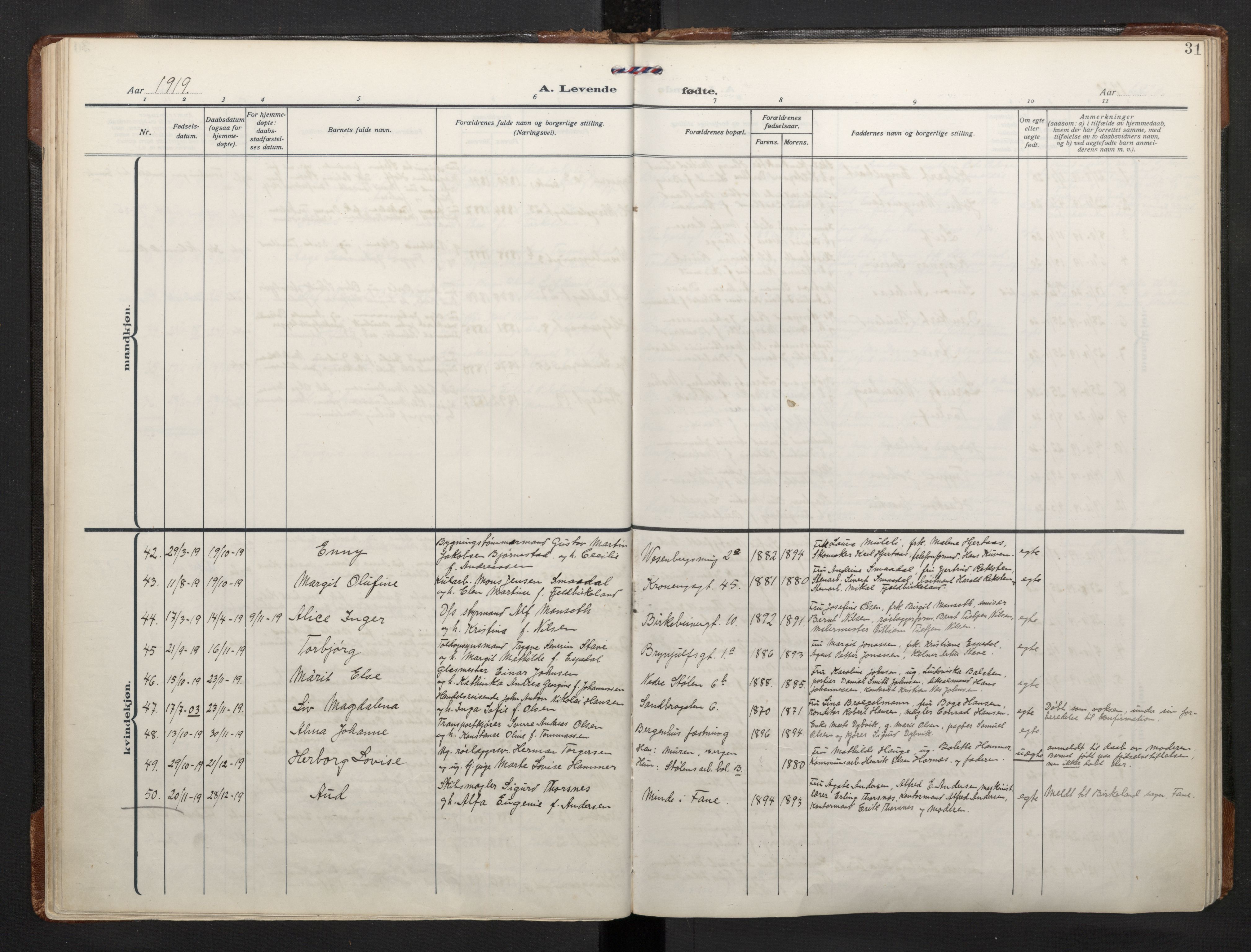 Mariakirken Sokneprestembete, AV/SAB-A-76901/H/Haa/L0011: Parish register (official) no. B 2, 1916-1934, p. 30b-31a