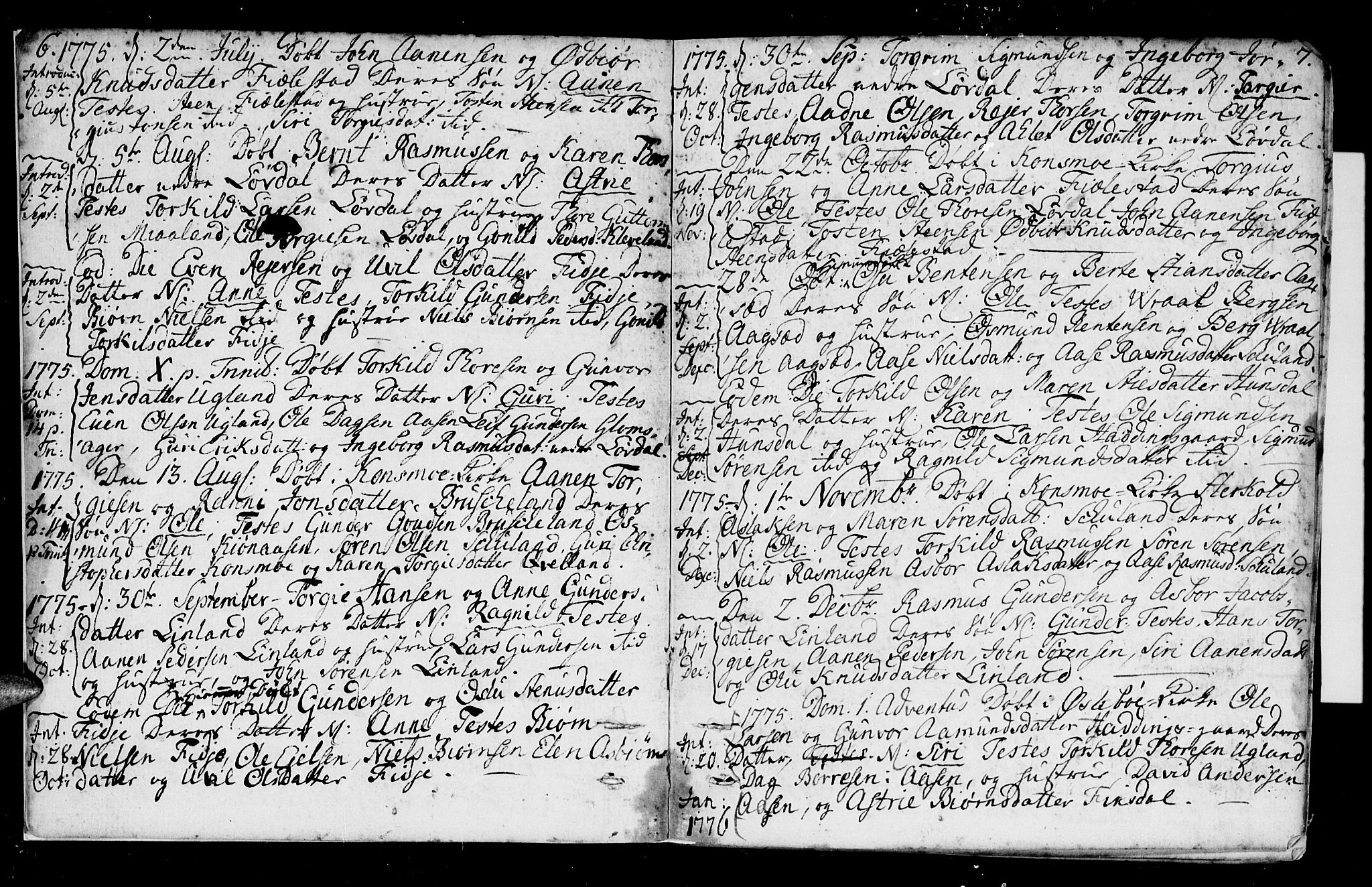 Holum sokneprestkontor, AV/SAK-1111-0022/F/Fa/Fab/L0004: Parish register (official) no. A 4, 1774-1847, p. 6-7