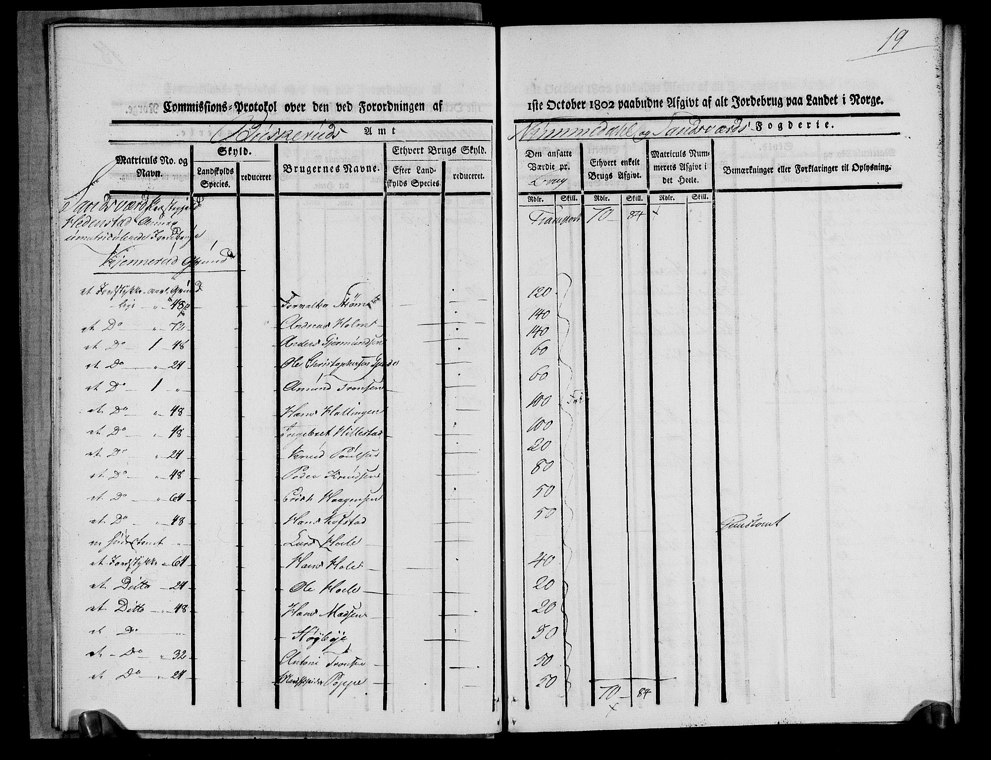 Rentekammeret inntil 1814, Realistisk ordnet avdeling, RA/EA-4070/N/Ne/Nea/L0052: Numedal og Sandsvær fogderi. Kommisjonsprotokoll over umatrikulerte jordbruk i Hedenstad anneks, 1803, p. 21