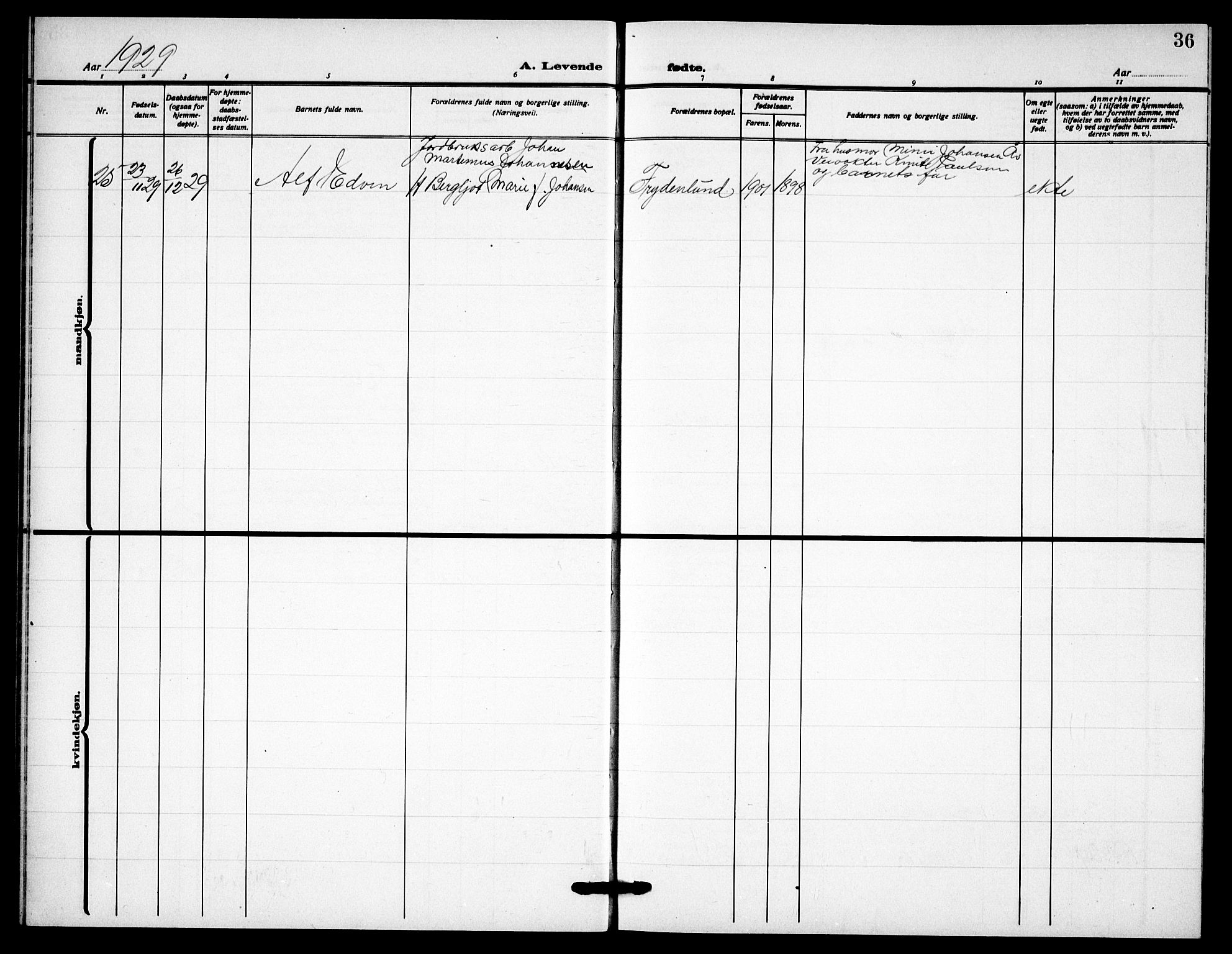 Drøbak prestekontor Kirkebøker, AV/SAO-A-10142a/G/Gb/L0002: Parish register (copy) no. II 2, 1919-1939, p. 36