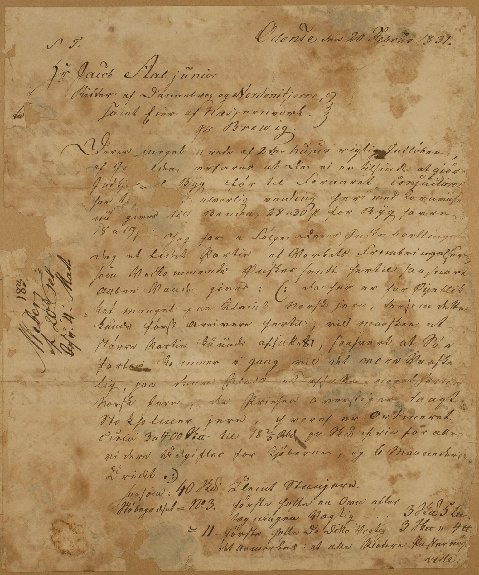 Familien Aalls privatarkiv , NESJ/NJM-005/E-00004/L0003: Inngående brev 1831, 1831