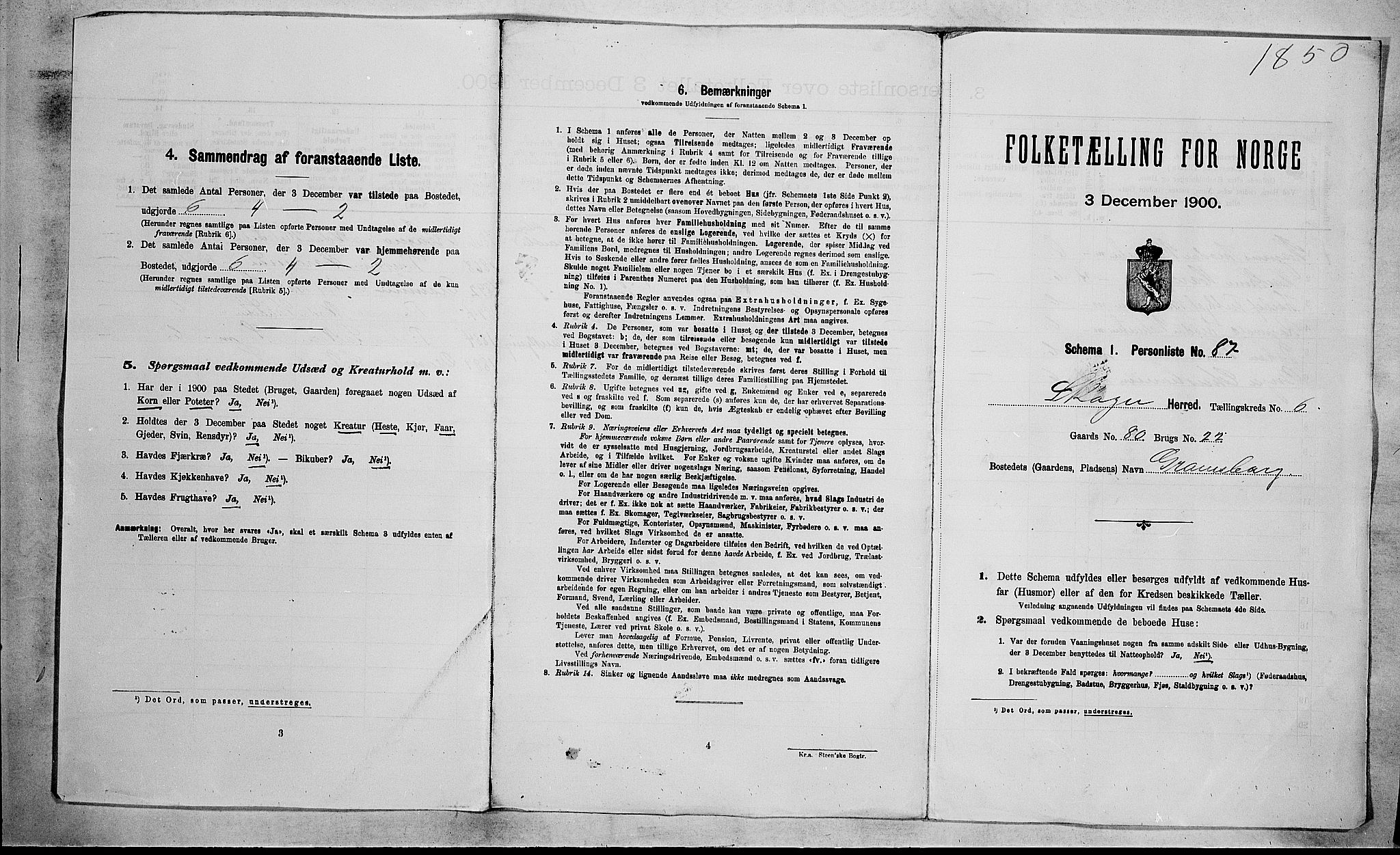 RA, 1900 census for Skoger, 1900, p. 1157