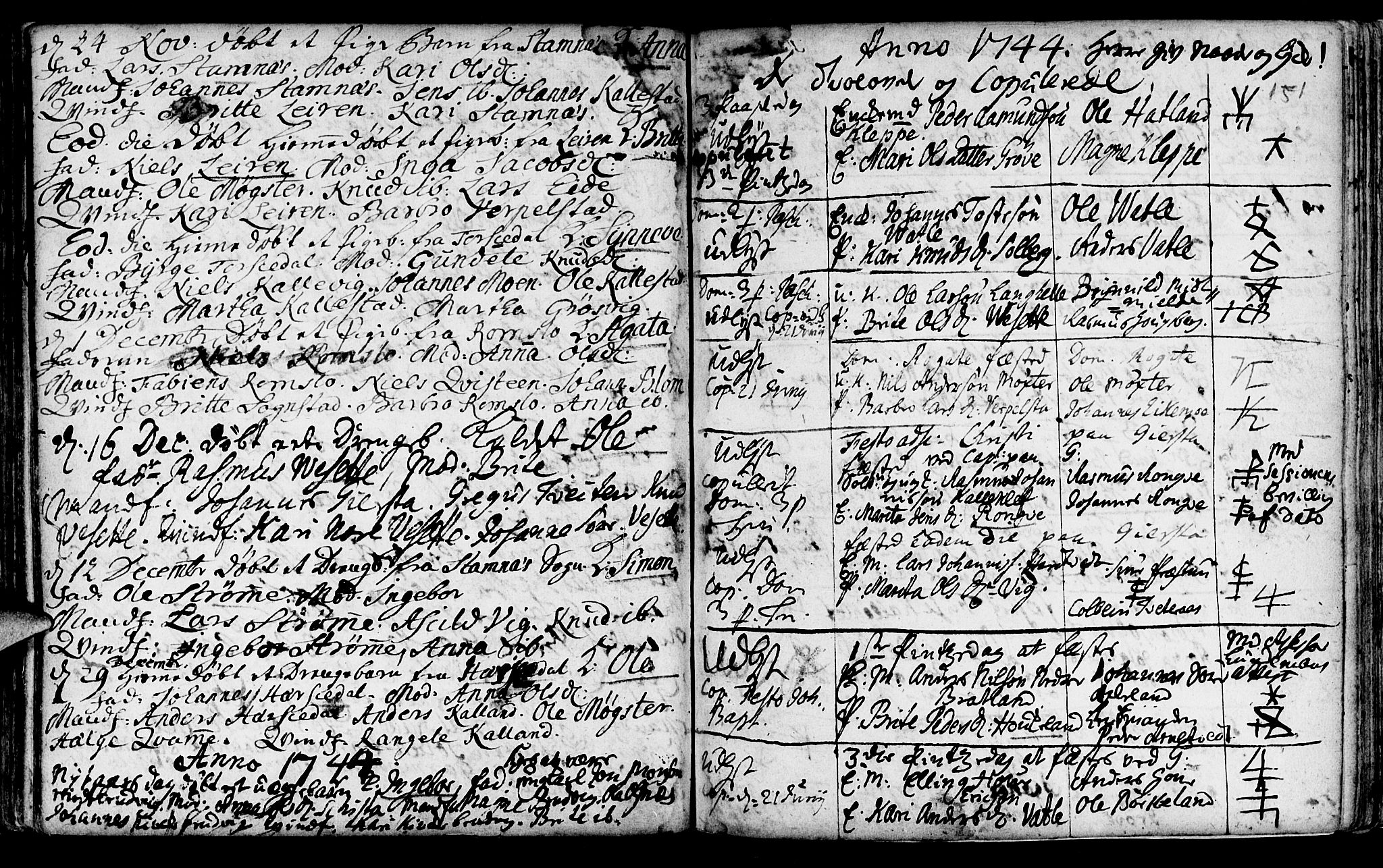 Haus sokneprestembete, SAB/A-75601/H/Haa: Parish register (official) no. A 5, 1733-1747, p. 151